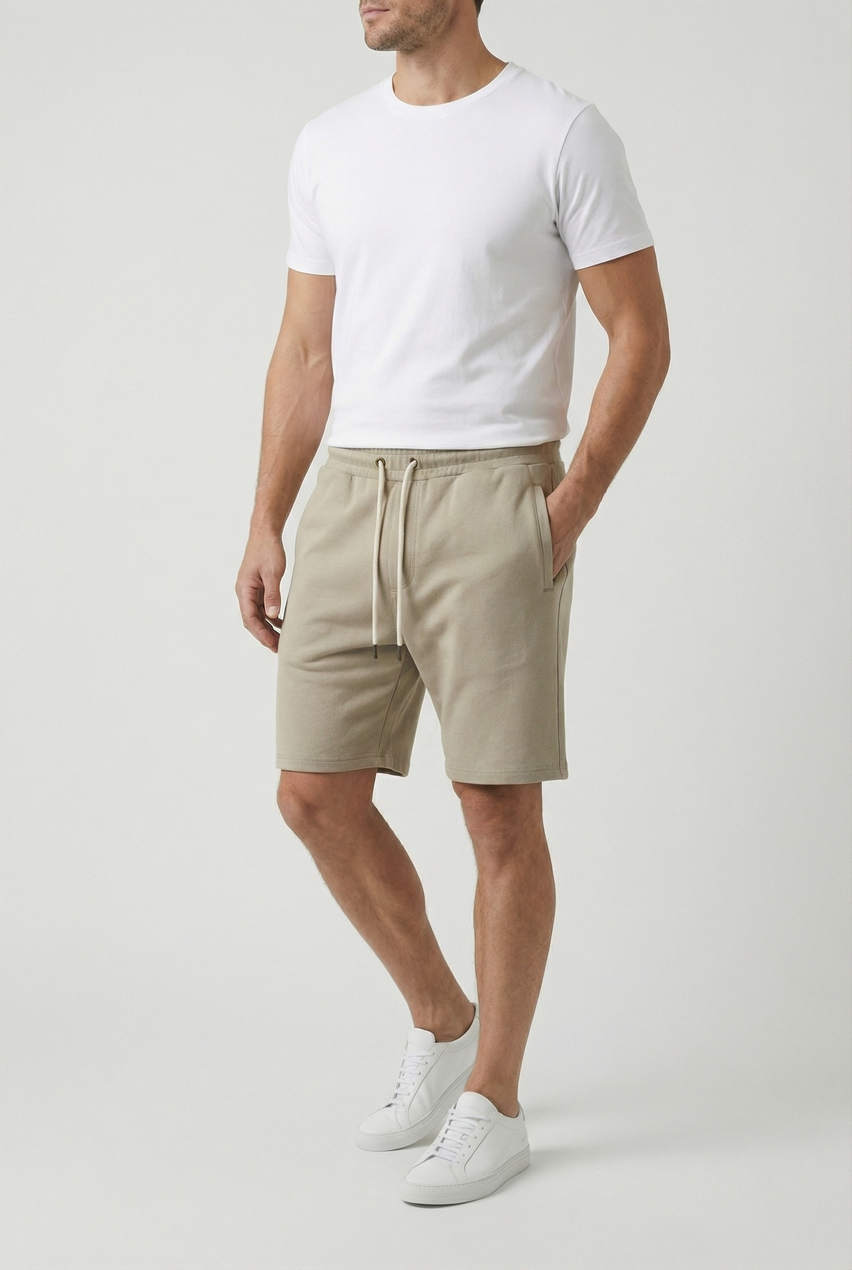 Pantalones Cortos Hombre Mezcla de Punto Transpirable Ajuste Relajado con Bolsillos Laterales 1