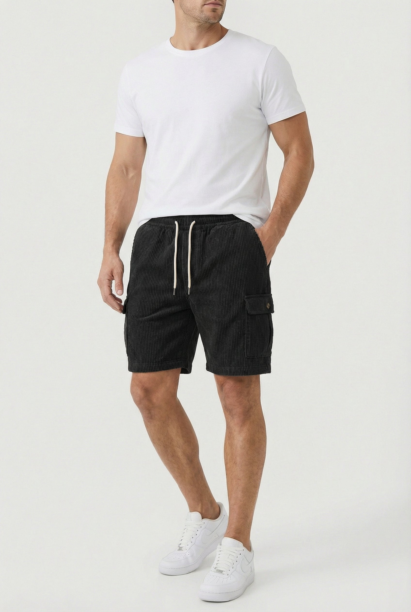 Pantalones Cortos Hombre Poliéster Casual Con Detalles Funcionales 1