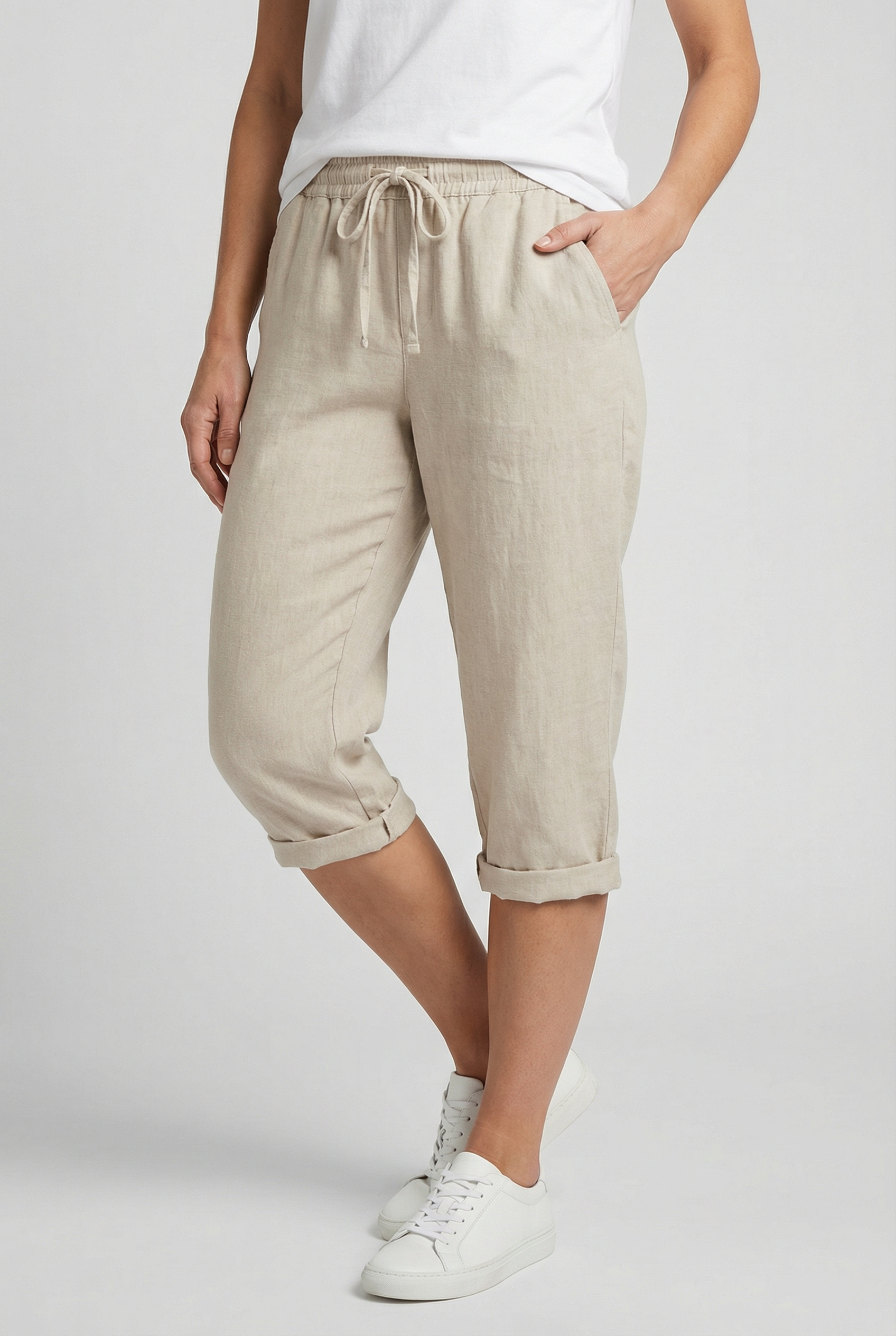 Pantalones Cortos Mujer Poliéster Transpirable con Bolsillos para Verano 0