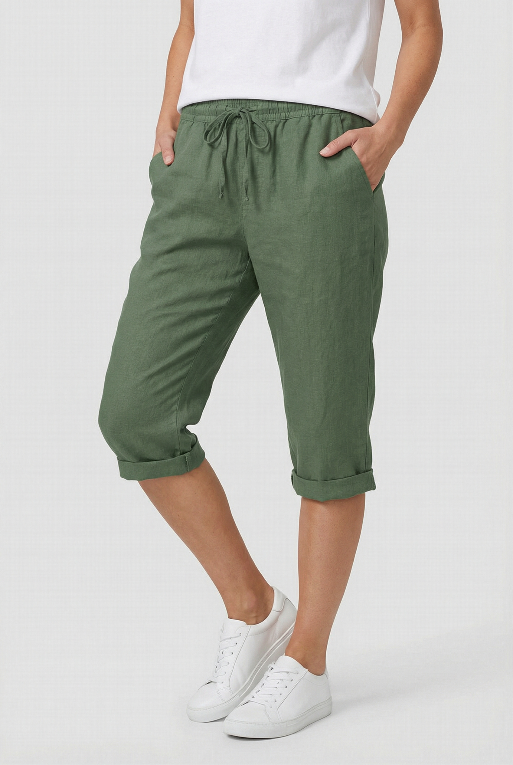 Pantalones Cortos Mujer Poliéster Transpirable con Bolsillos para Verano 5