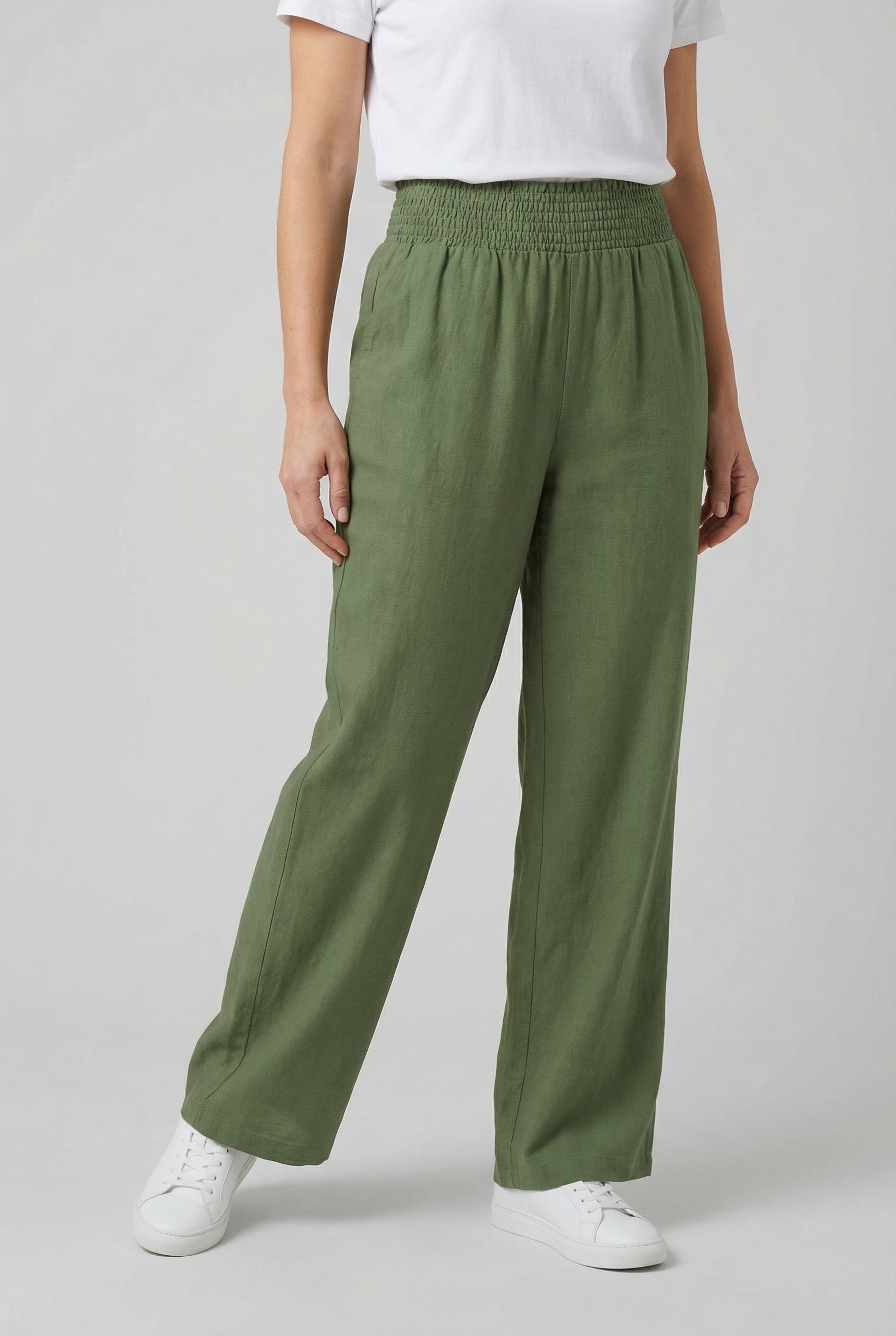 Pantalones De Mujer Palazzo Mezcla De Poliéster Cintura Alta Ajuste Cómodo 11