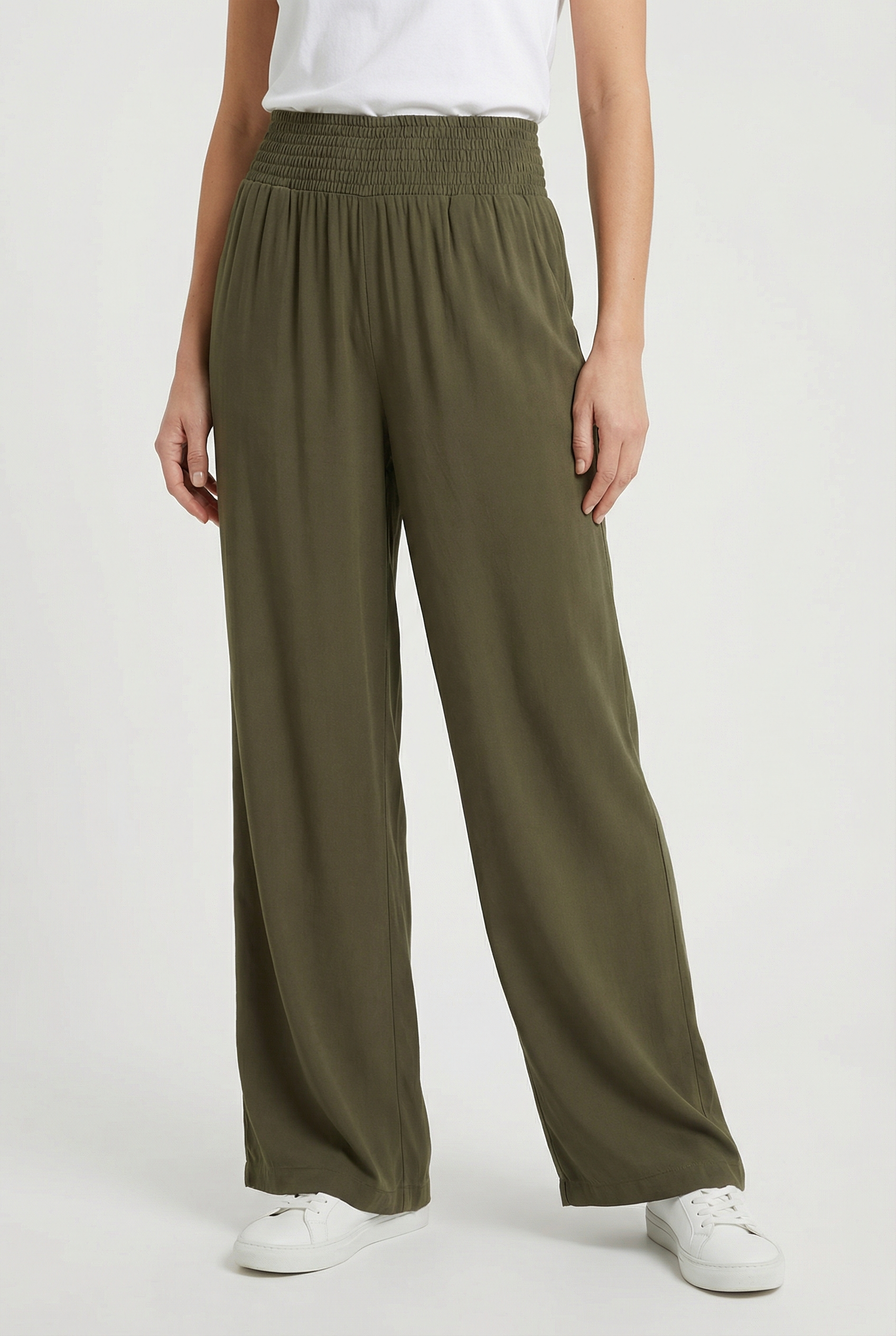 Pantalones De Mujer Palazzo Mezcla De Poliéster Cintura Alta Ajuste Cómodo 4