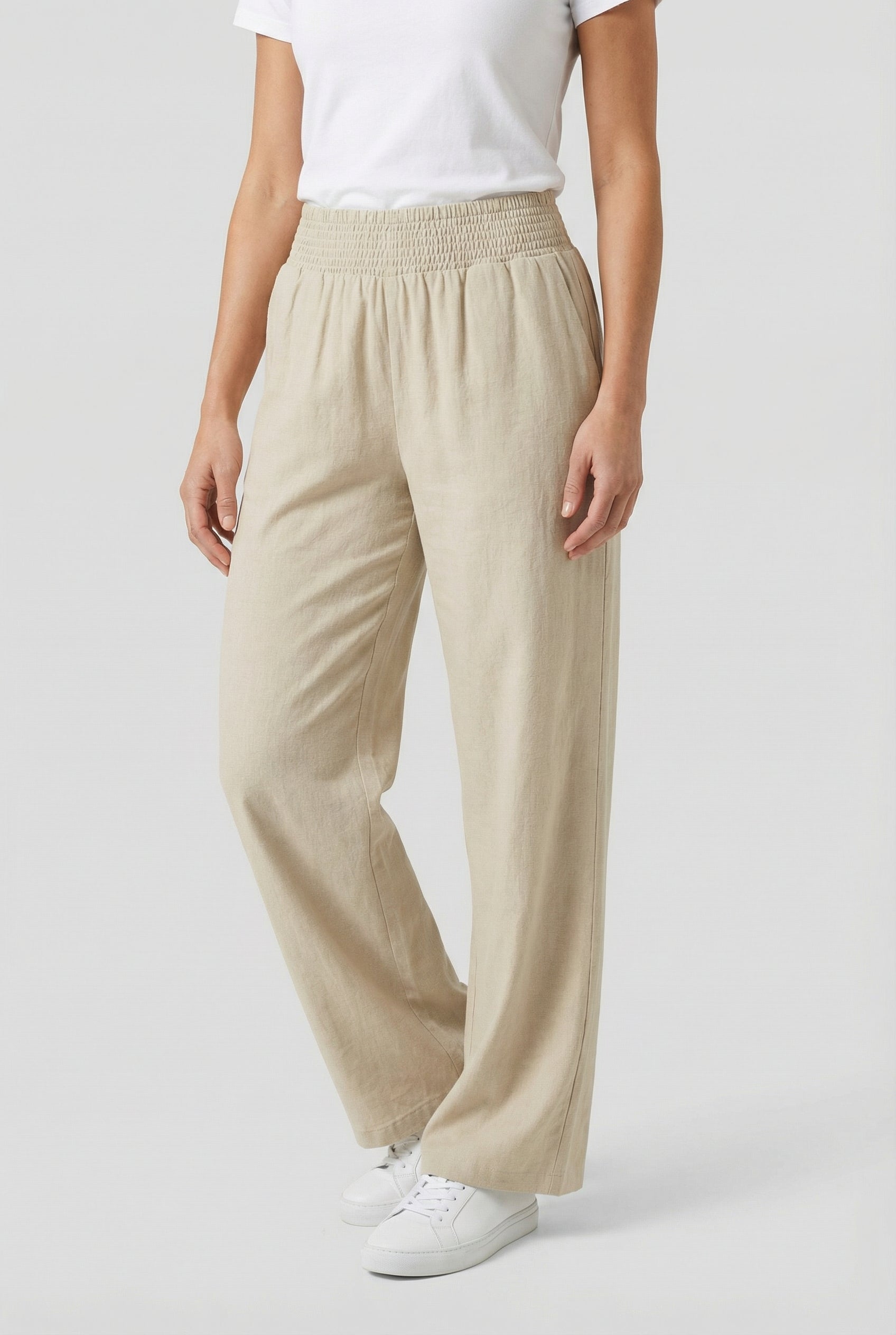 Pantalones De Mujer Palazzo Mezcla De Poliéster Cintura Alta Ajuste Cómodo 8
