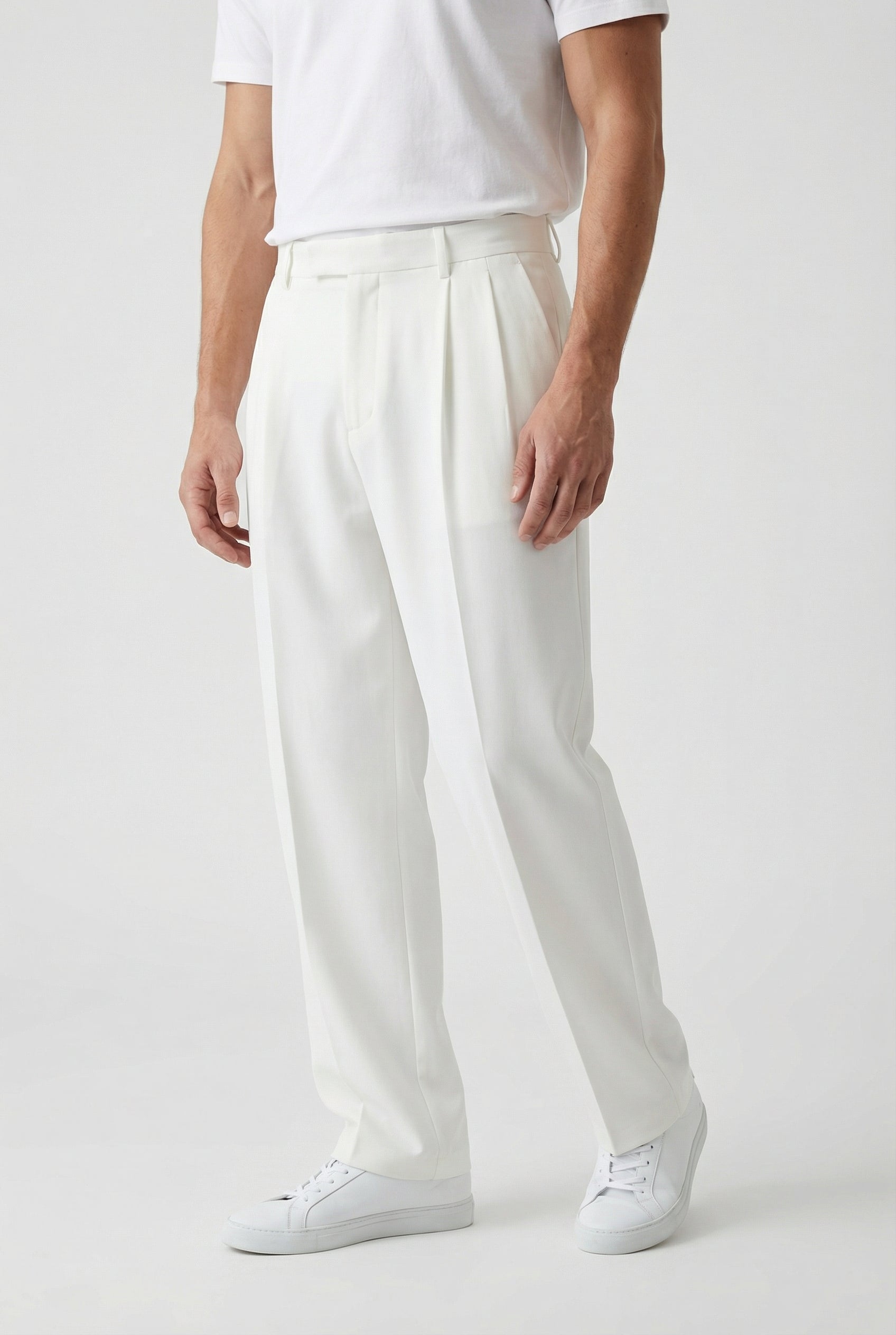 Pantalones Hombre Ajustados Tela Suave Cierre Botón y Trabillas para Cinturón 5