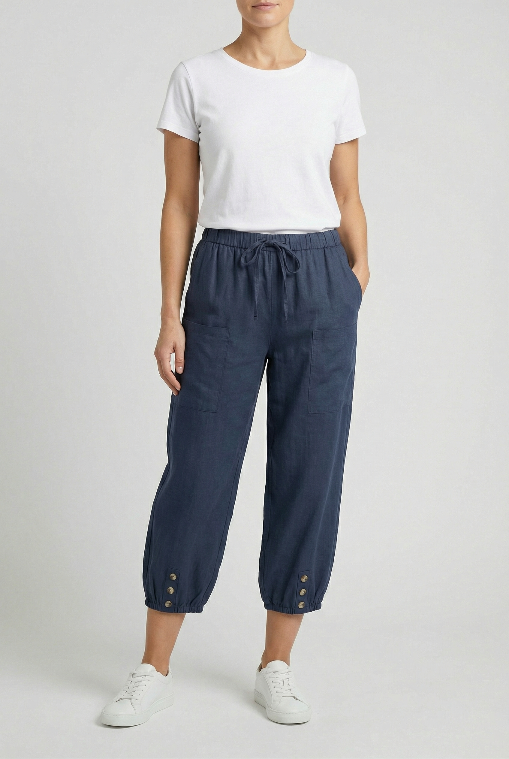 Pantalones Mujer Algodón Elástico Cintura Alta Ajuste Favorable Casual/Formal 1