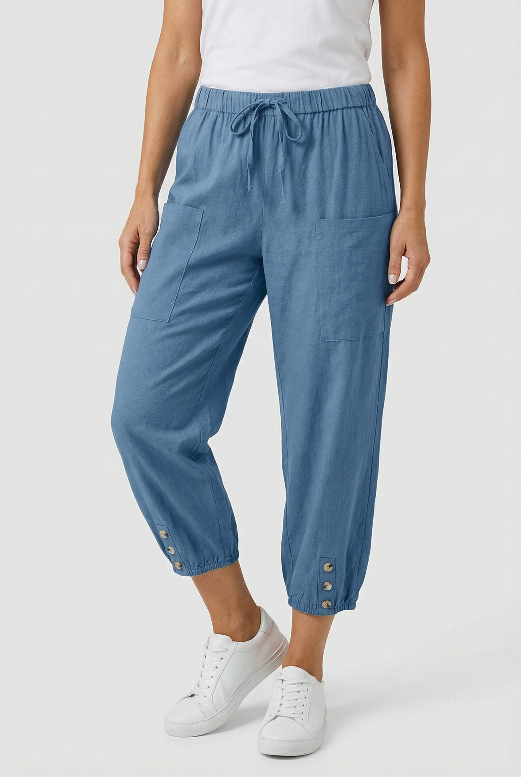Pantalones Mujer Algodón Elástico Cintura Alta Ajuste Favorable Casual/Formal 10