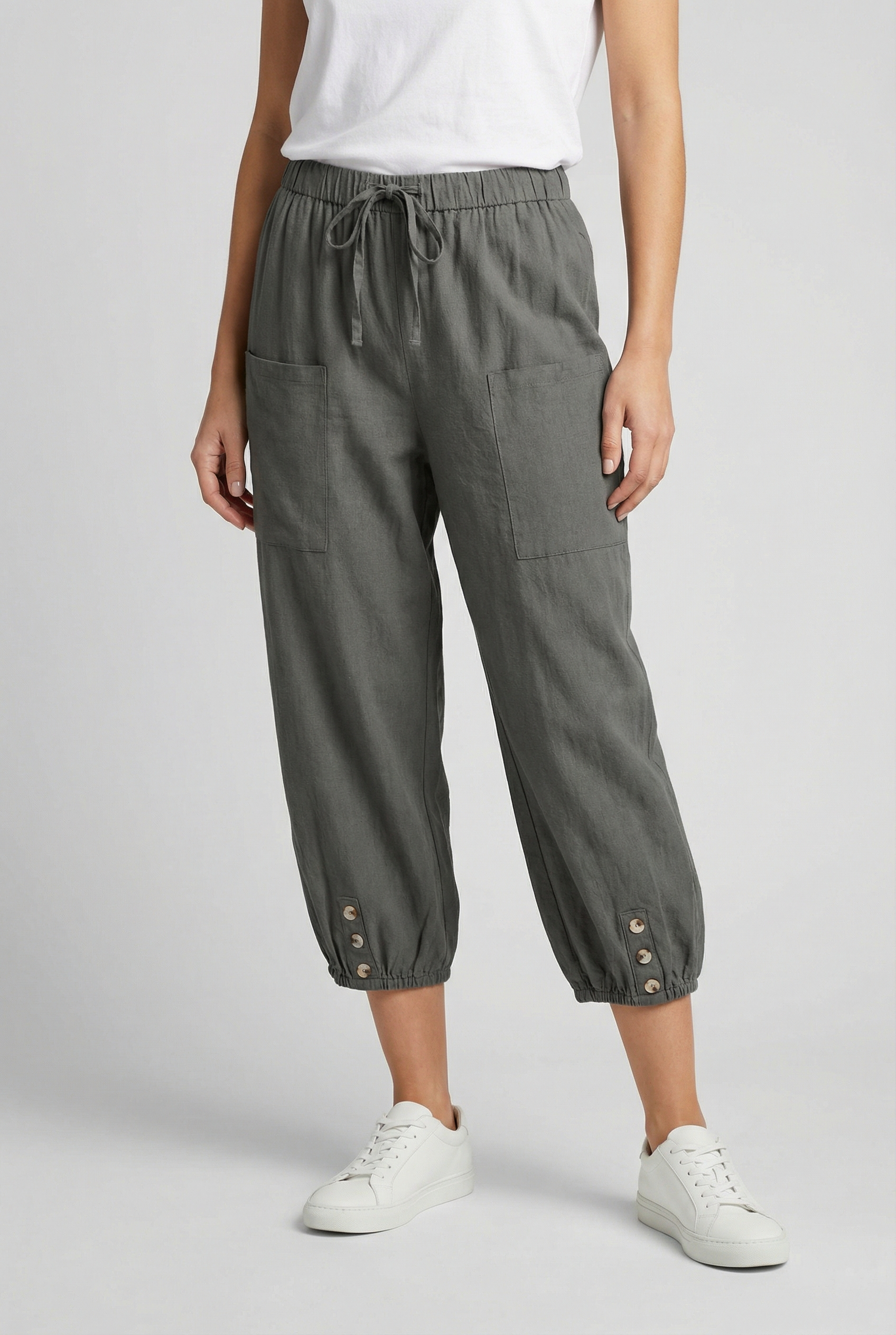 Pantalones Mujer Algodón Elástico Cintura Alta Ajuste Favorable Casual/Formal 6