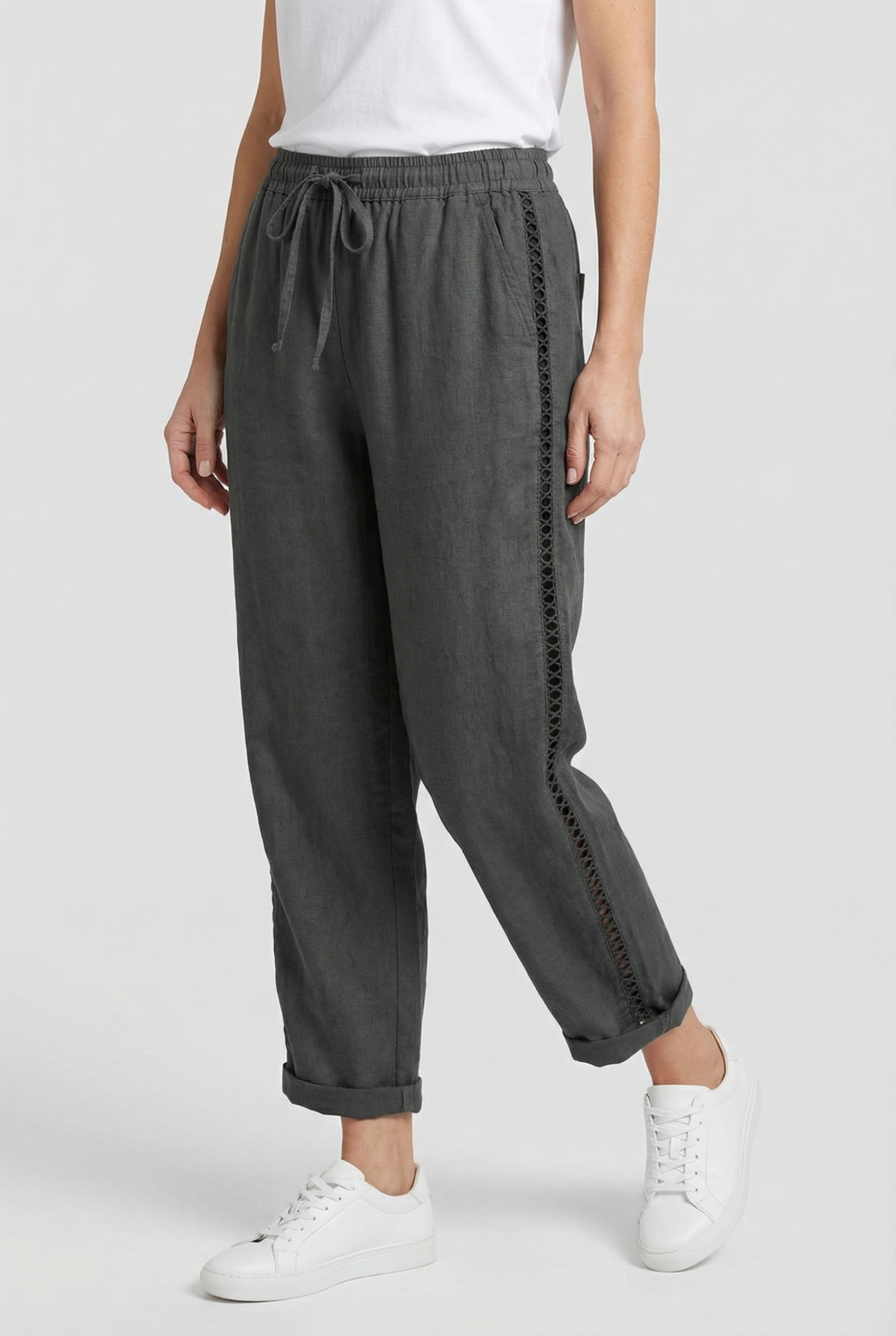 Pantalones Mujer Tejido Ligero Estampado Multicolor Ajuste Relajado Casual 6