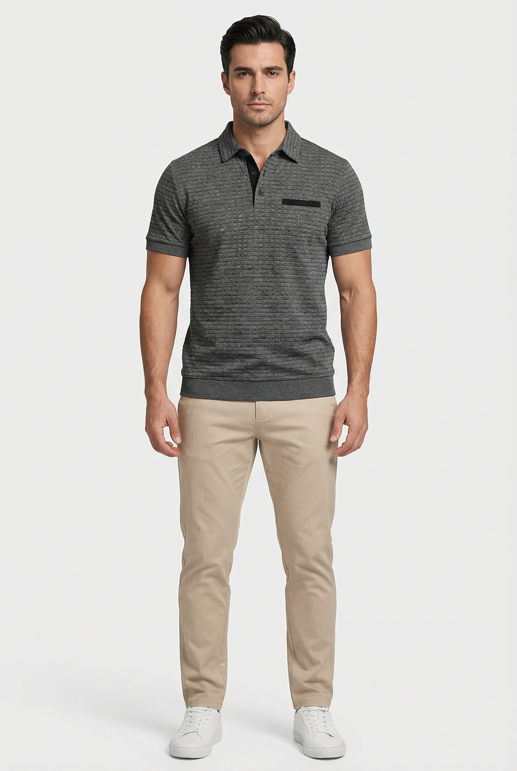 Polo De Hombre Slim De Algodón Con Cuello Clásico Y Manga Corta Casual 5