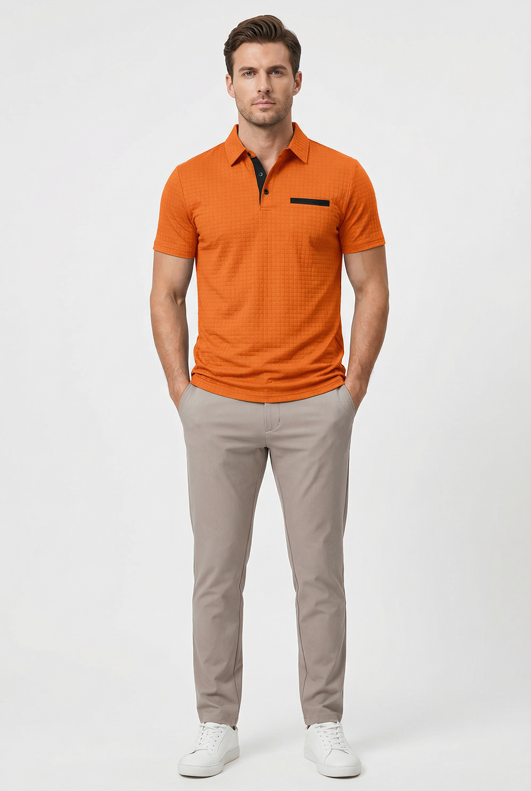 Polo De Hombre Slim De Algodón Con Cuello Clásico Y Manga Corta Casual 7