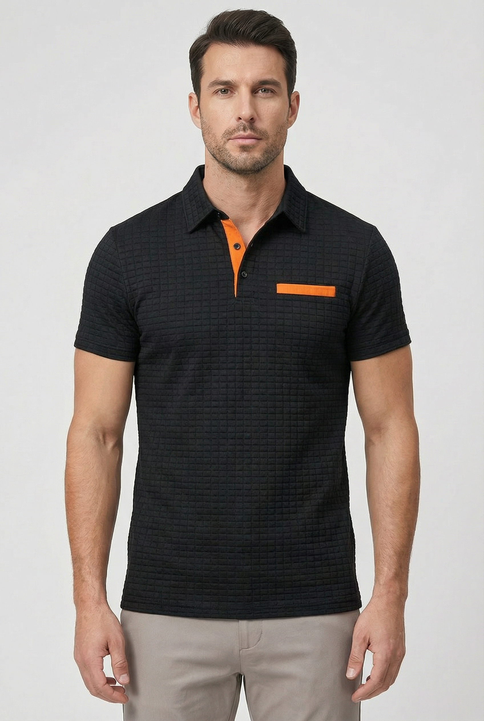 Polo De Hombre Slim De Algodón Con Cuello Clásico Y Manga Corta Casual 8