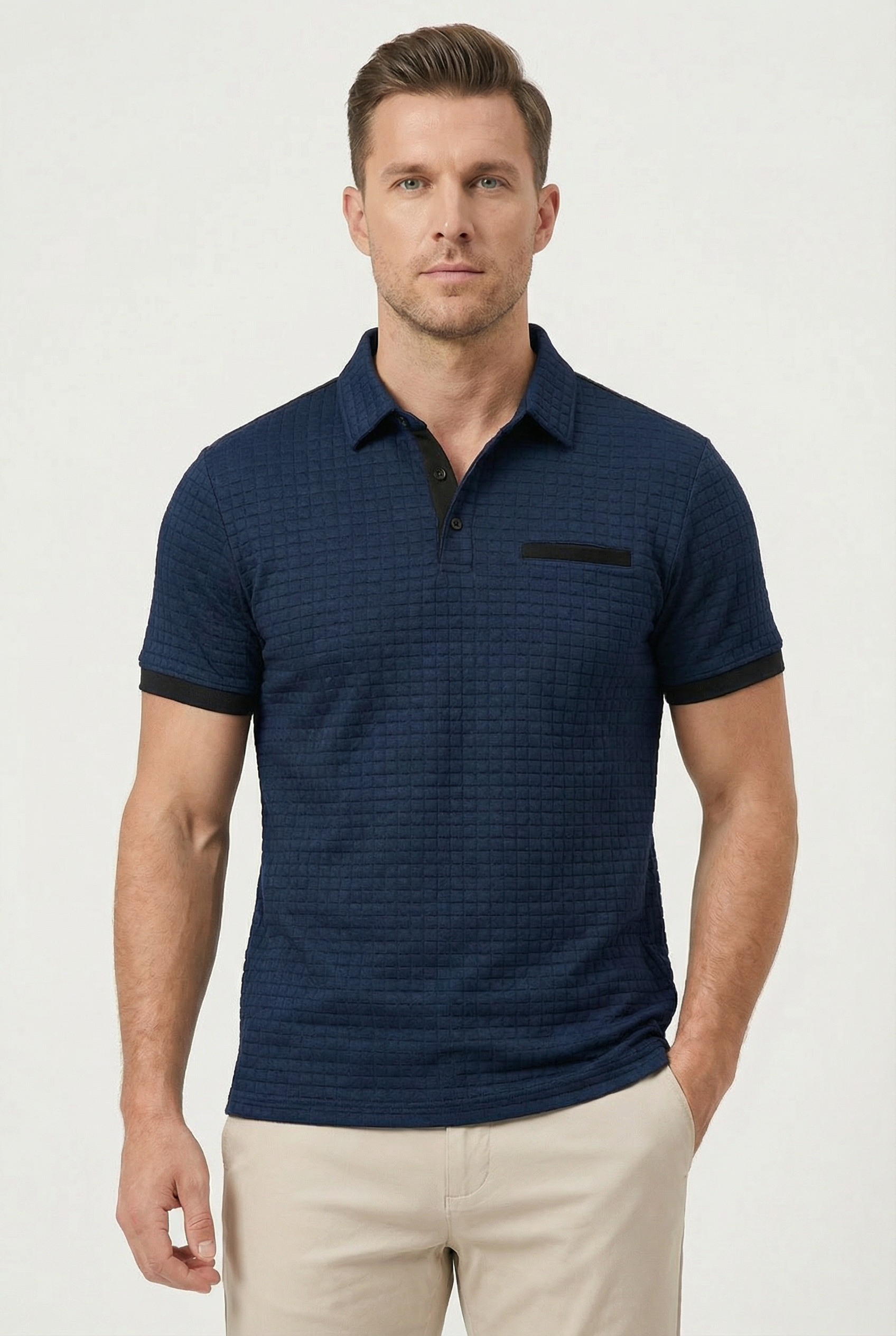 Polo De Hombre Slim De Algodón Con Cuello Clásico Y Manga Corta Casual 9