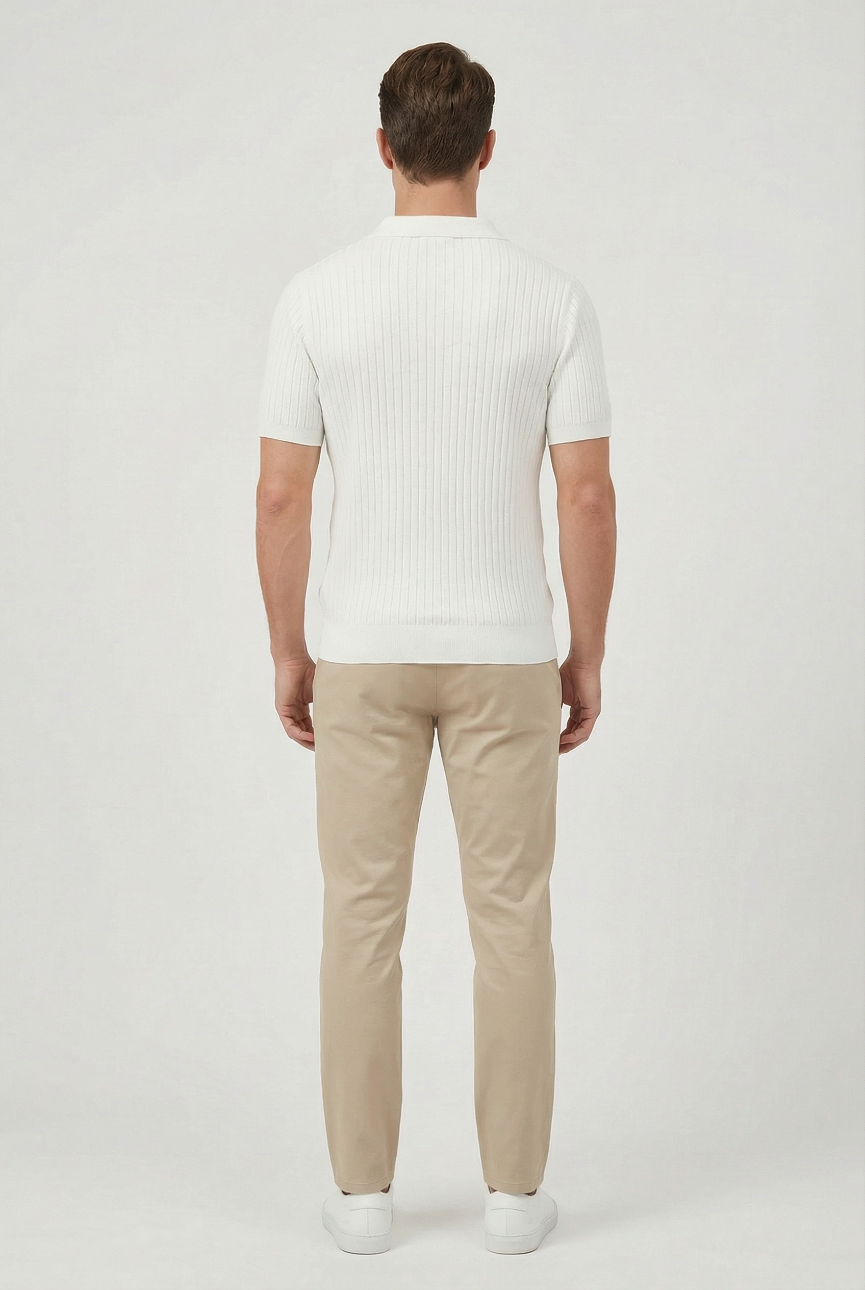 Polo Hombre Mezcla De Algodón Cuello En V Con Mangas Cortas Casual 3