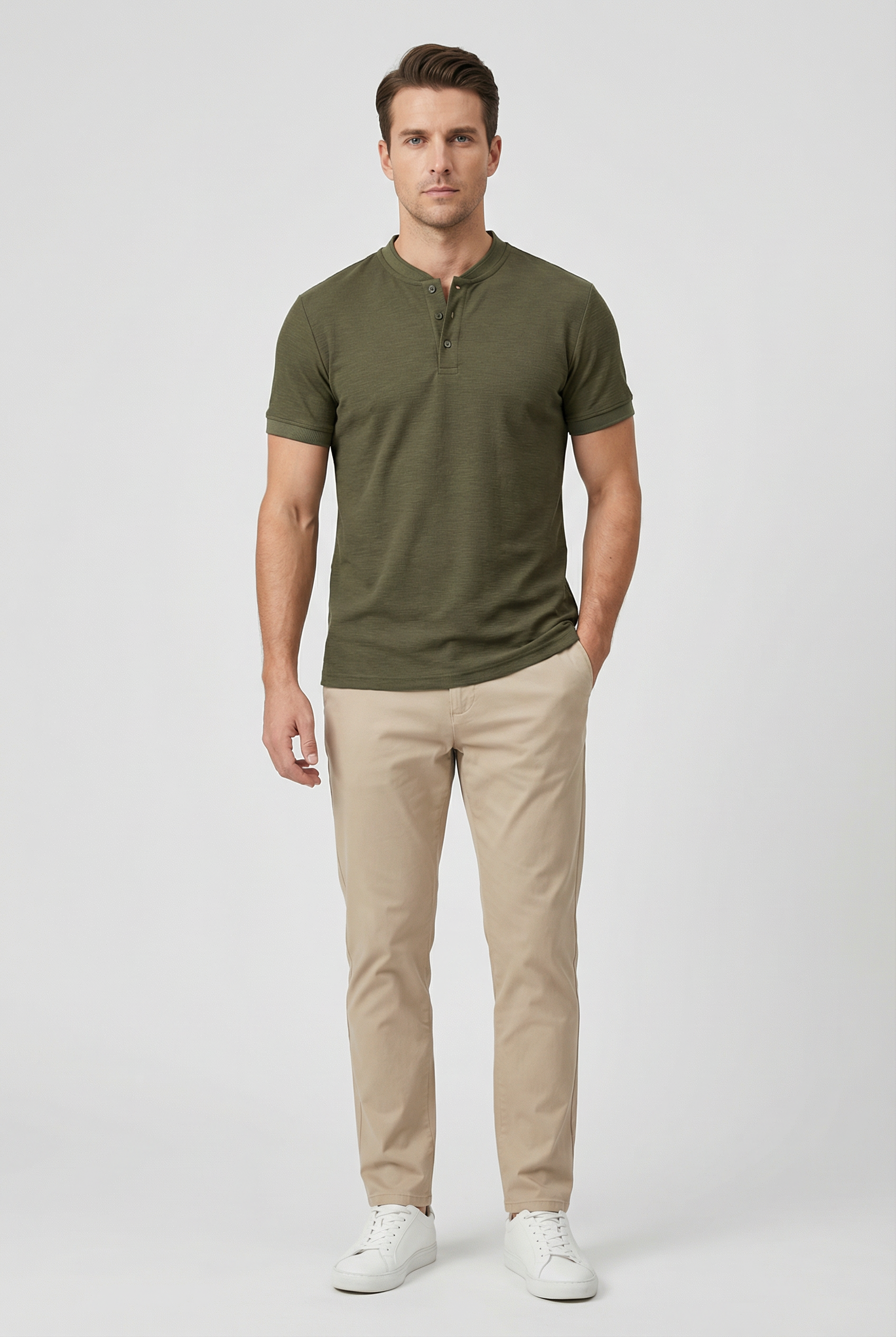 Polo Hombre Slim Fit Mezcla de Algodón Cuello Clásico Casual 2