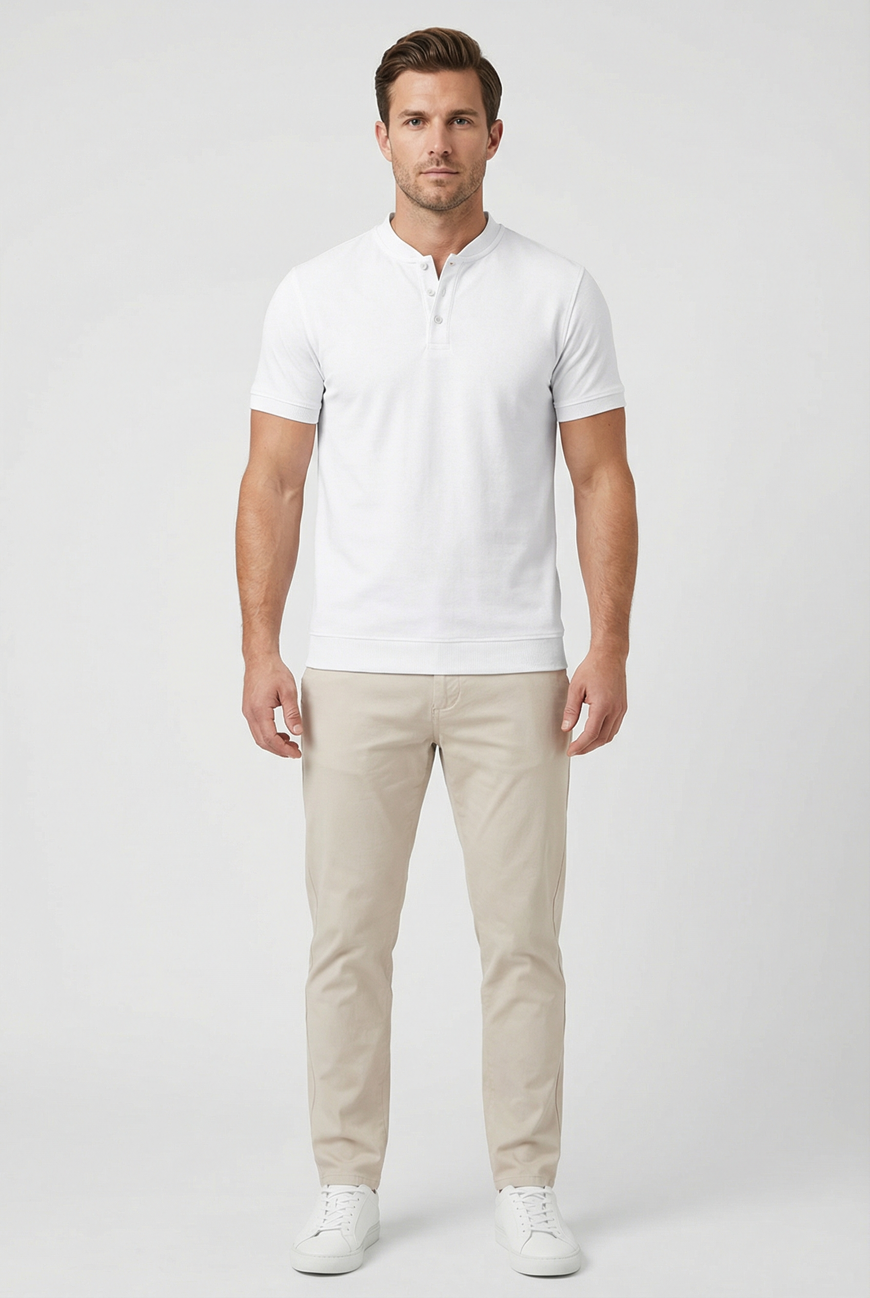 Polo Hombre Slim Fit Mezcla de Algodón Cuello Clásico Casual 5