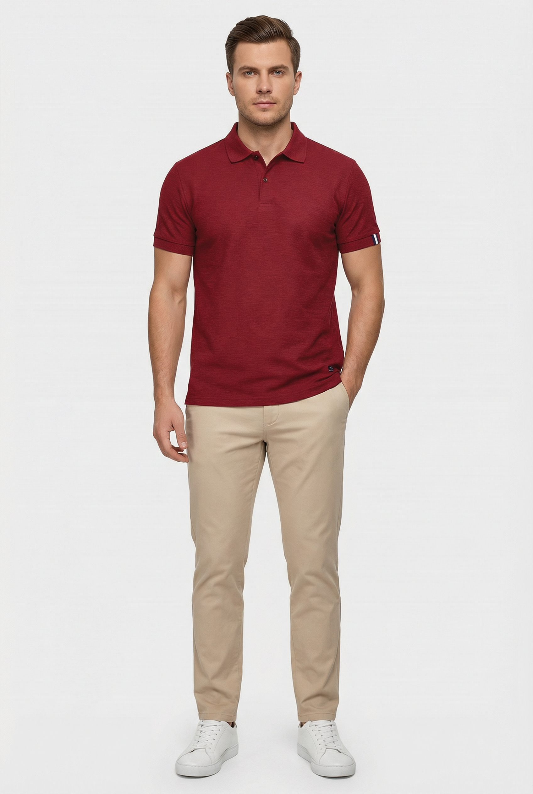 Polo Hombre Slim Fit Mezcla de Algodón Cuello Clásico Casual 7