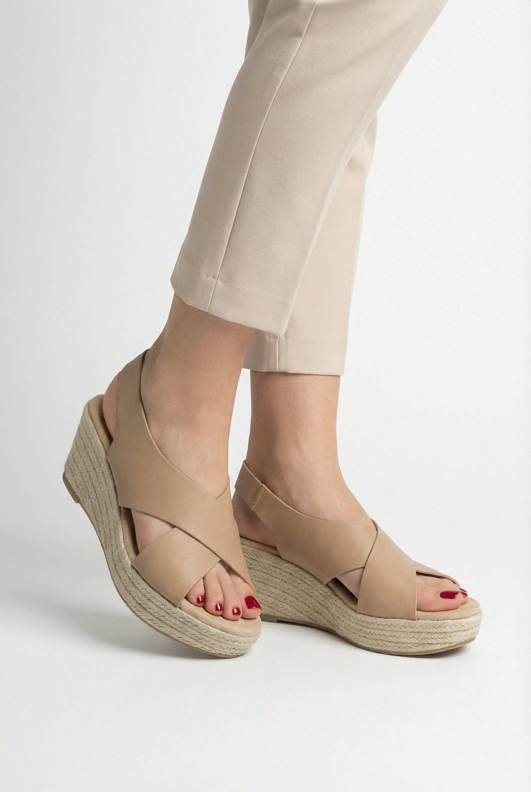 Sandalias Mujer Cuero Vegano Suela Acolchada Punta Abierta Correa Ajustable 3