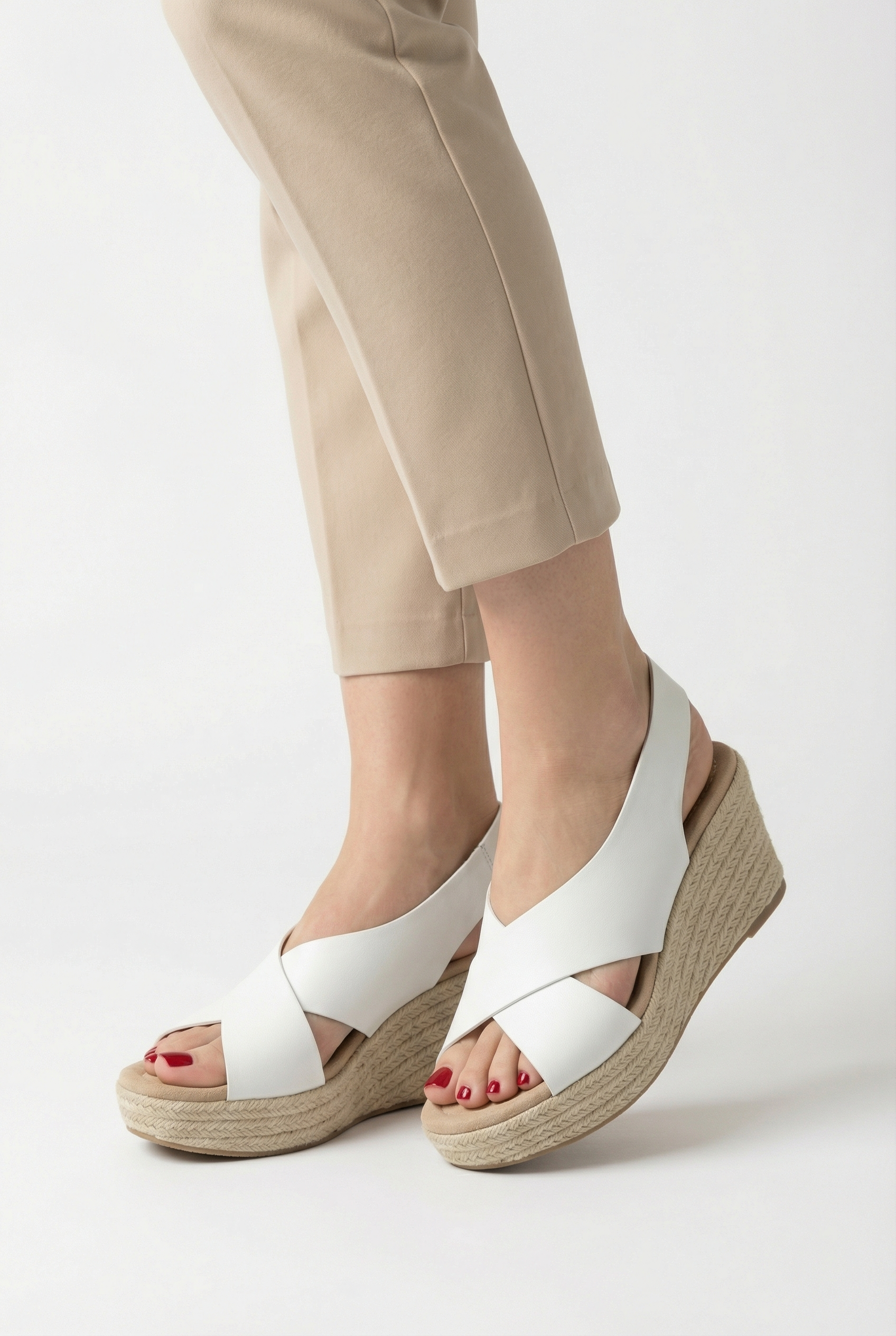 Sandalias Mujer Cuero Vegano Suela Acolchada Punta Abierta Correa Ajustable 5
