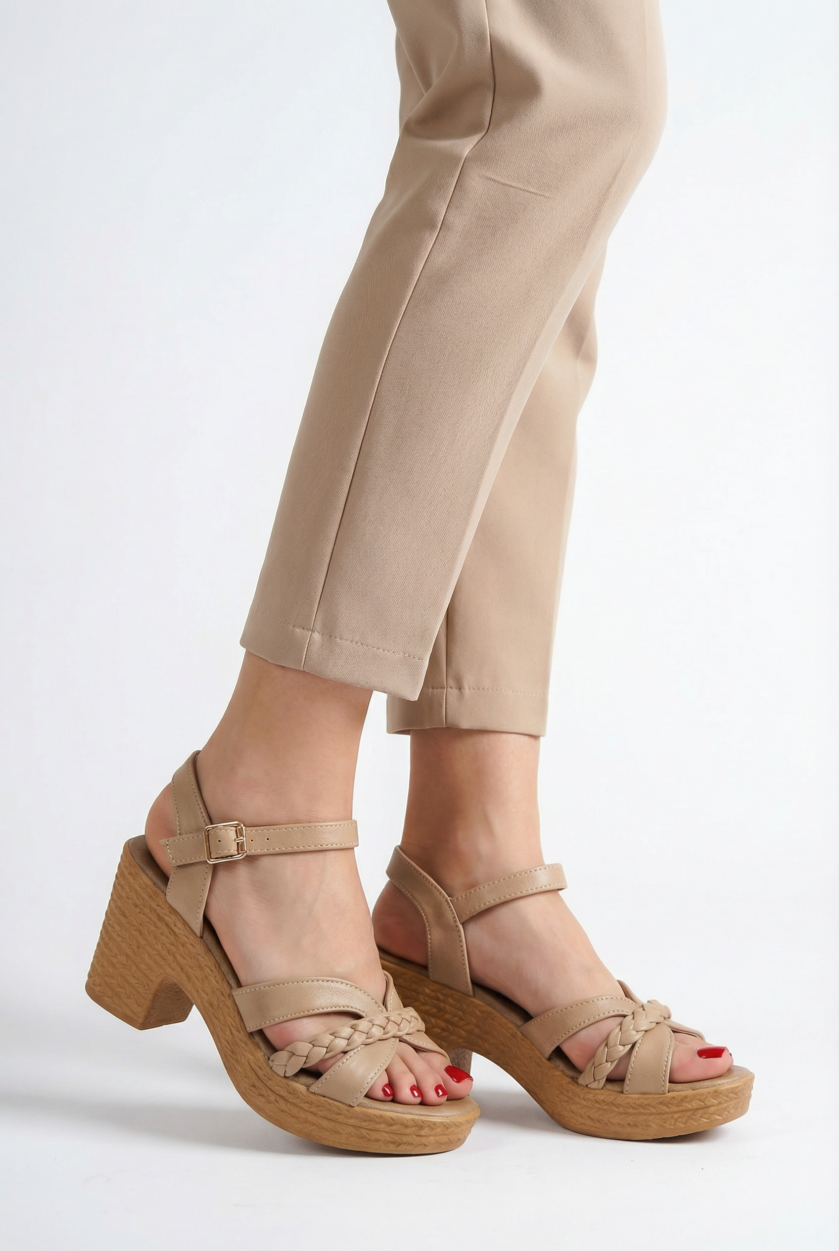 Sandalias Mujer Gladiador Sintético Plataforma Gruesa Con Correas Ajustables 1