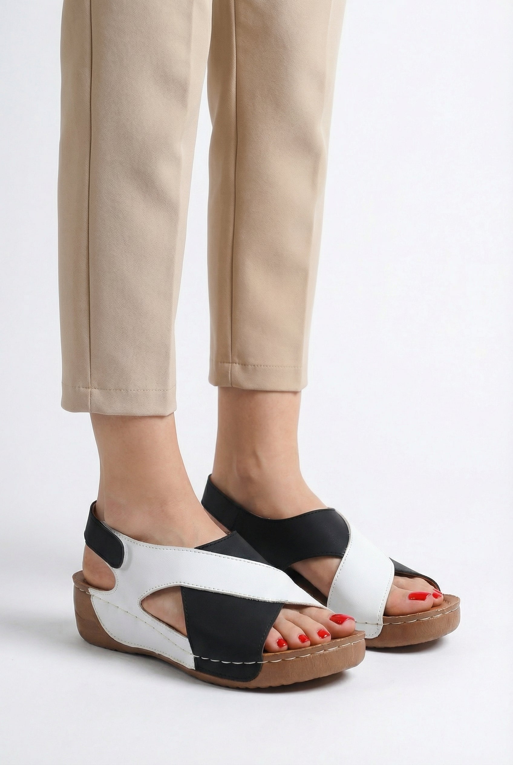 Sandalias Mujer Piel Vegana Punta Abierta Con Tira Ajustable Y Suela Absorbente 4