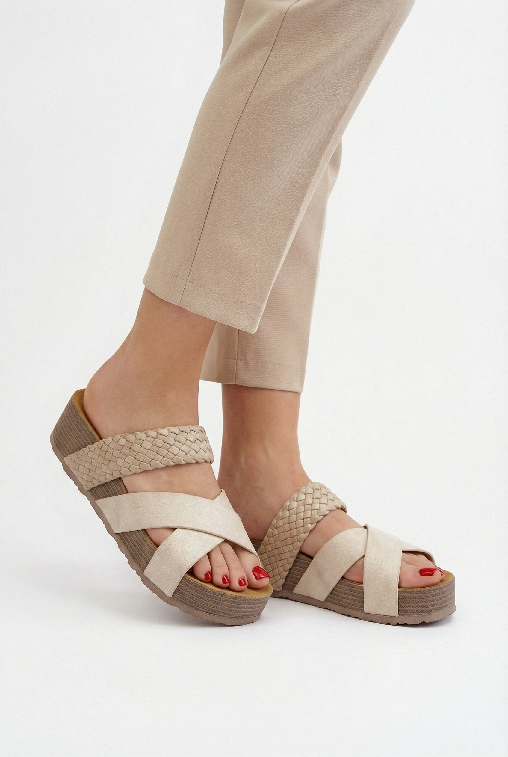 Sandalias Mujer Tela Ligera Soporte Ergonómico Punta Abierta Casual 3