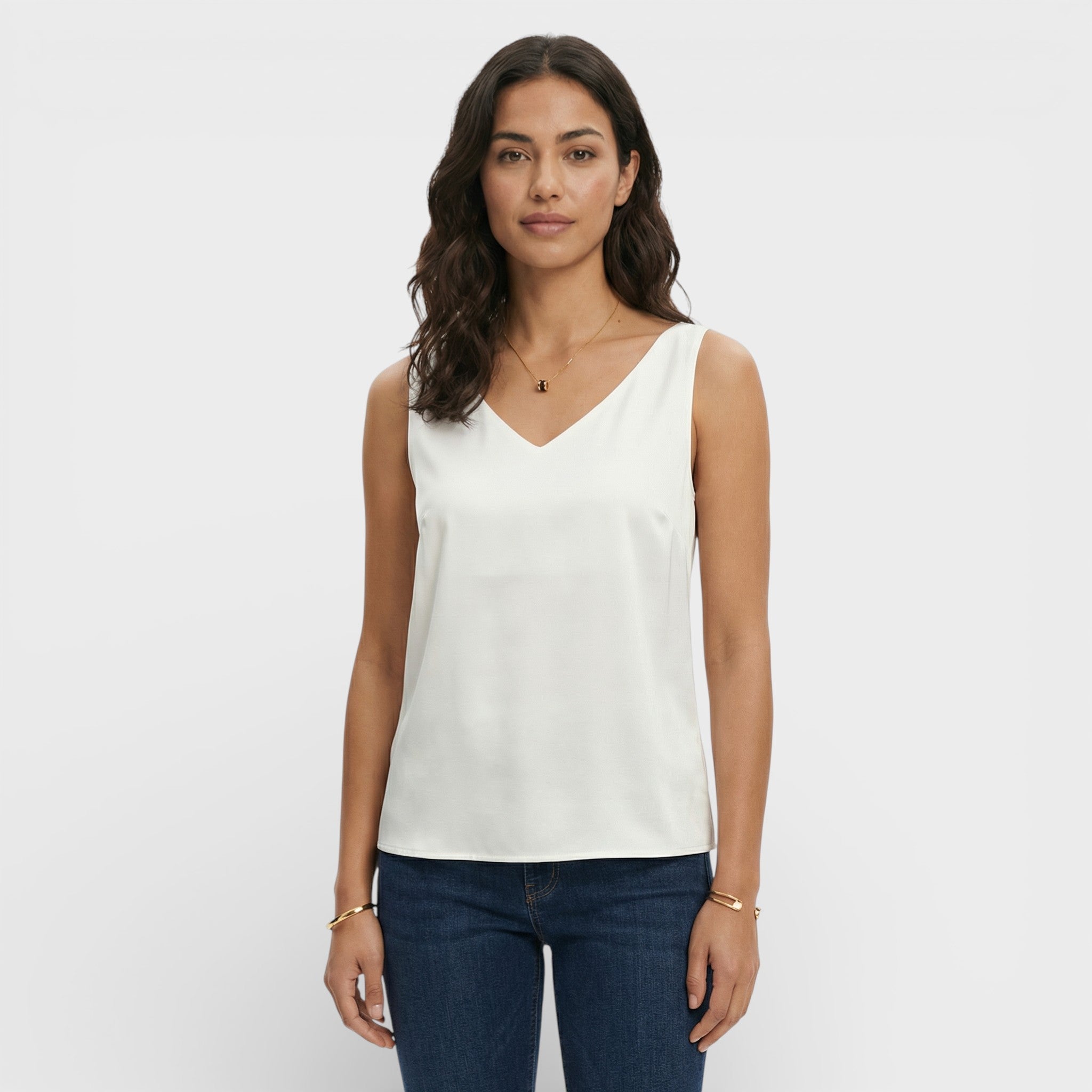 Top Mujer Camiseta Suave Escote en Pico Diseño Minimalista Casual 6