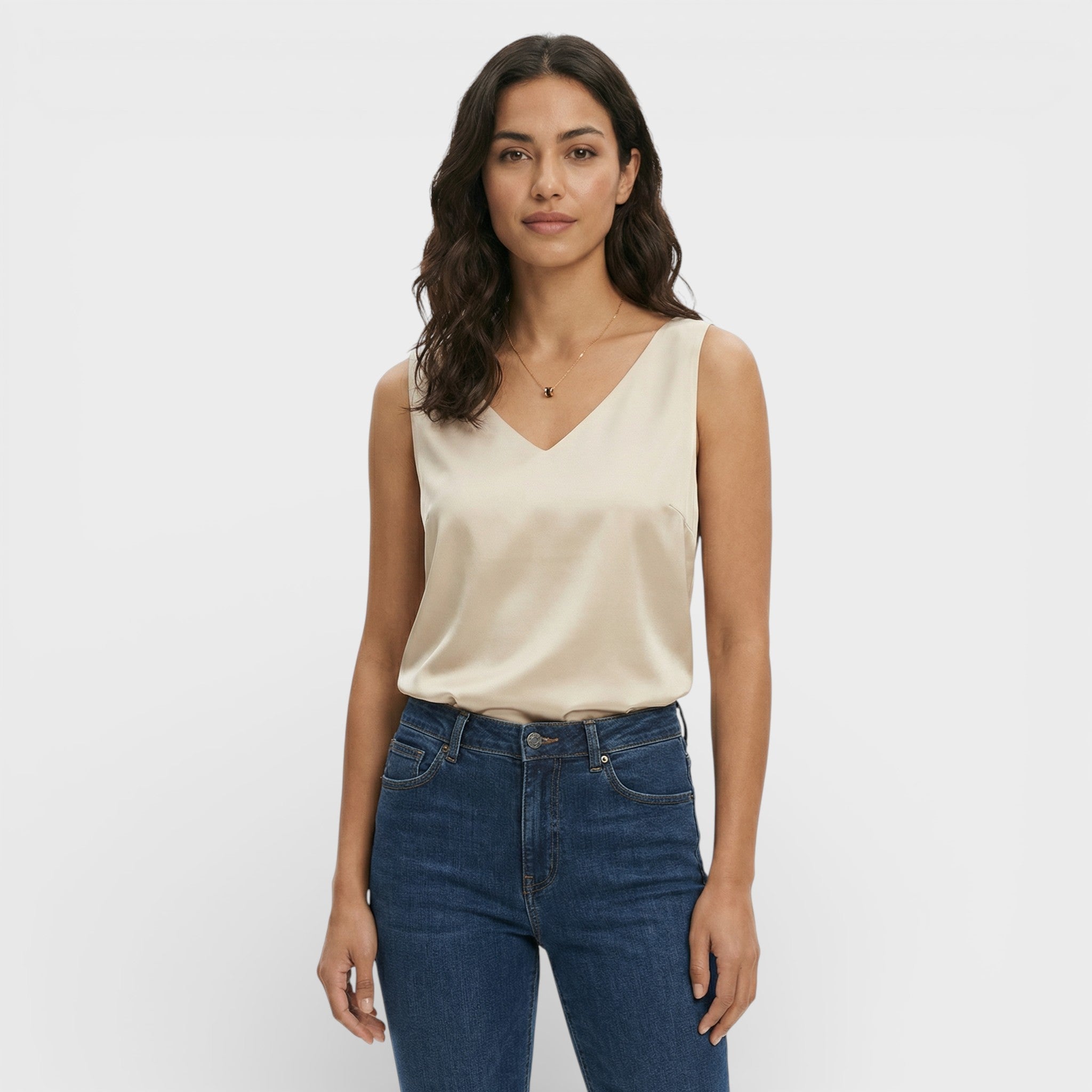 Top Mujer Camiseta Suave Escote en Pico Diseño Minimalista Casual 7