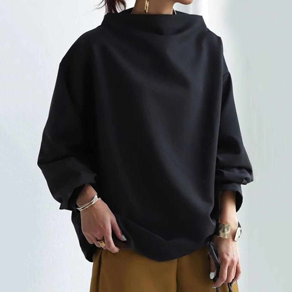 Top Mujer Cuello Alto de Silueta Relajada, Ideal para Ocasiones Informales y Elegantes 5