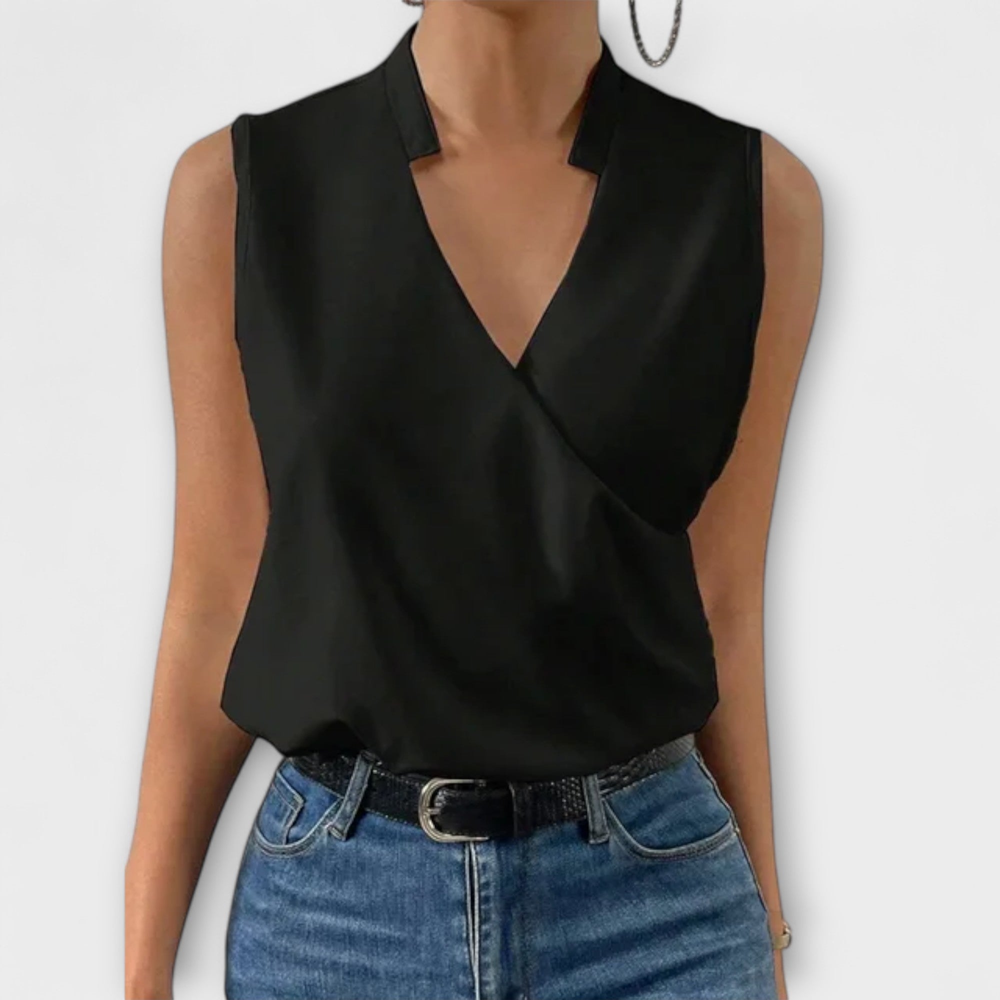 Top Mujer Viscosa Cuello en V Casual Ligero Transpirable Sin Mangas 5