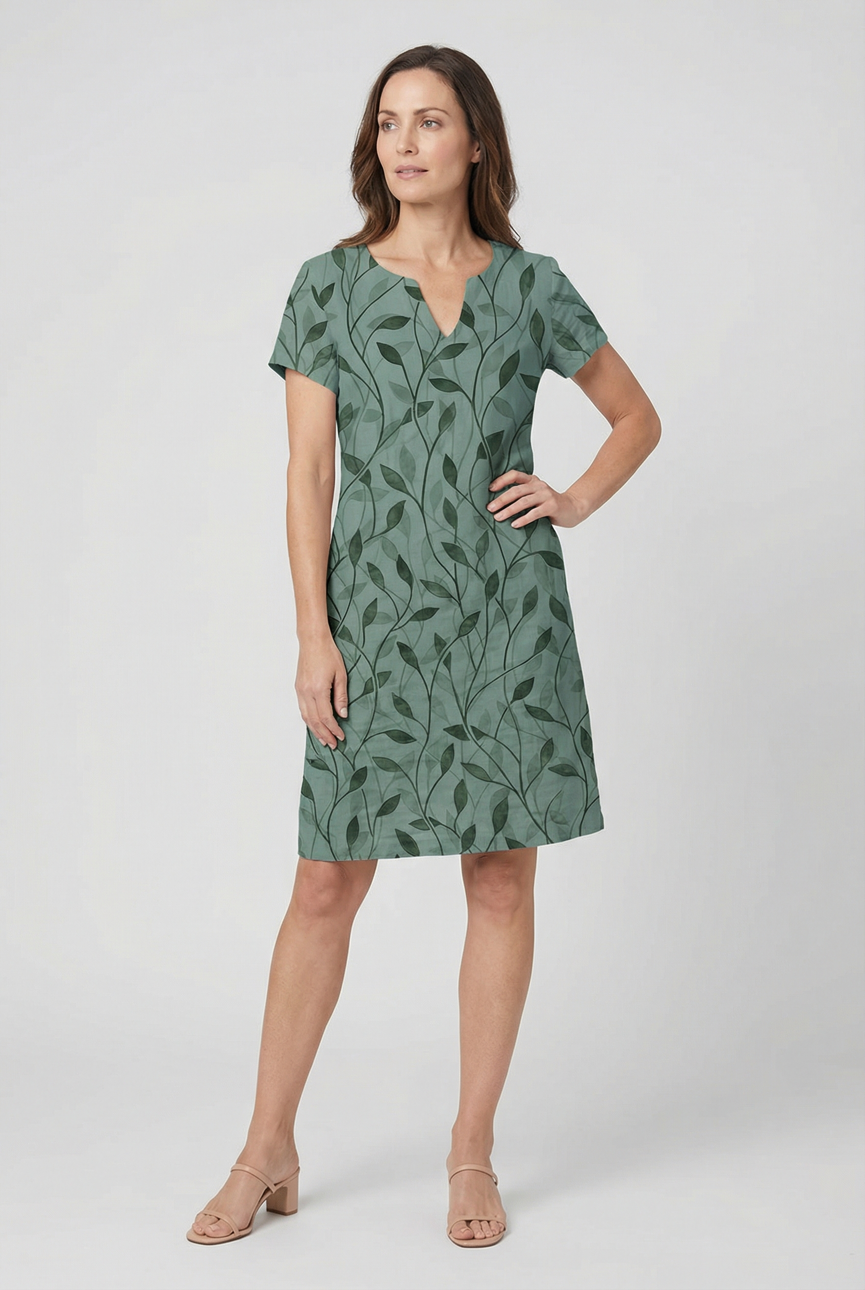 Vestido Casual Mujer Poliéster Estampado Escote en V Manga Corta 1