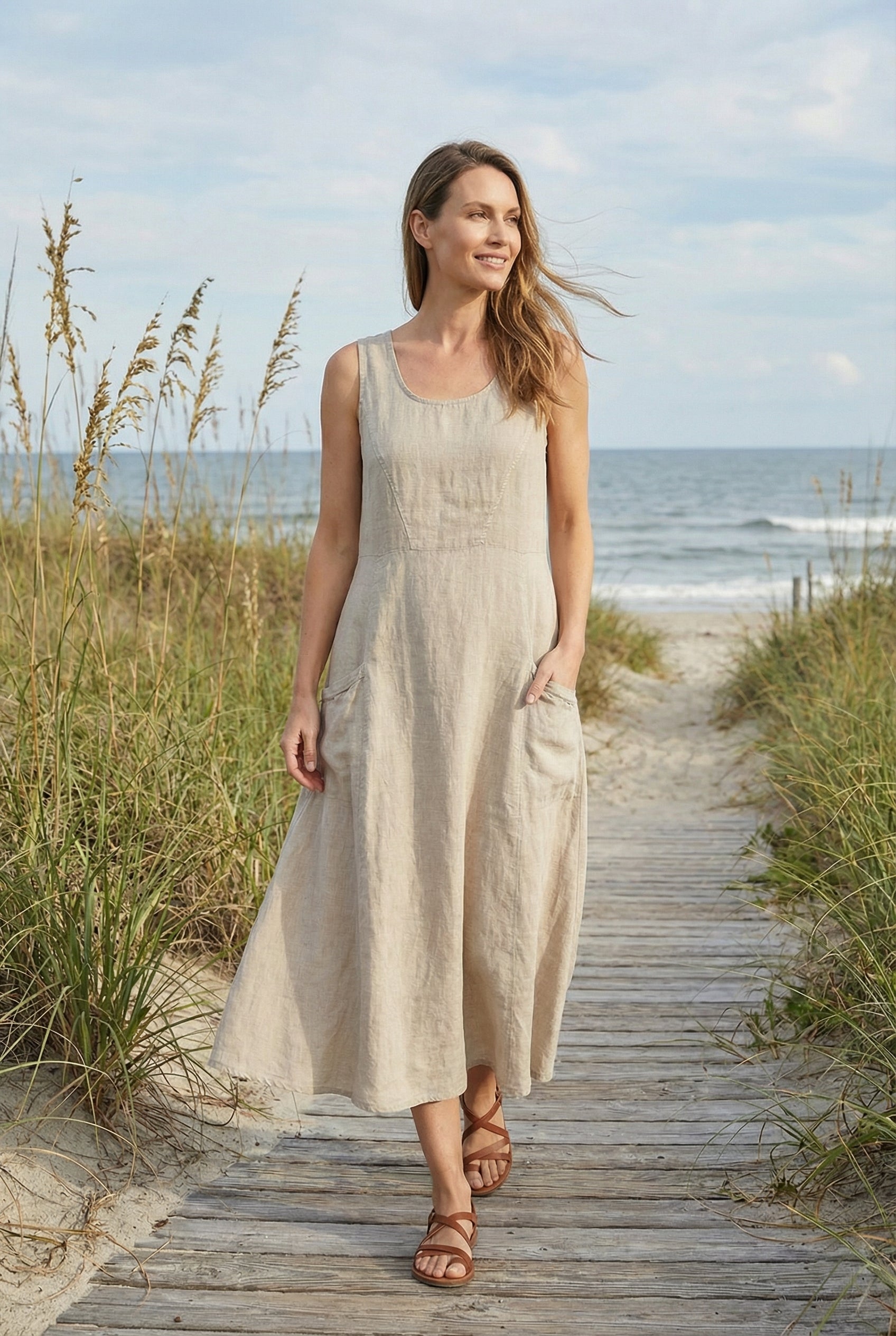 Vestido De Mujer Casual De Algodón Ligero Con Corte Fluido Ideal Para Verano 3