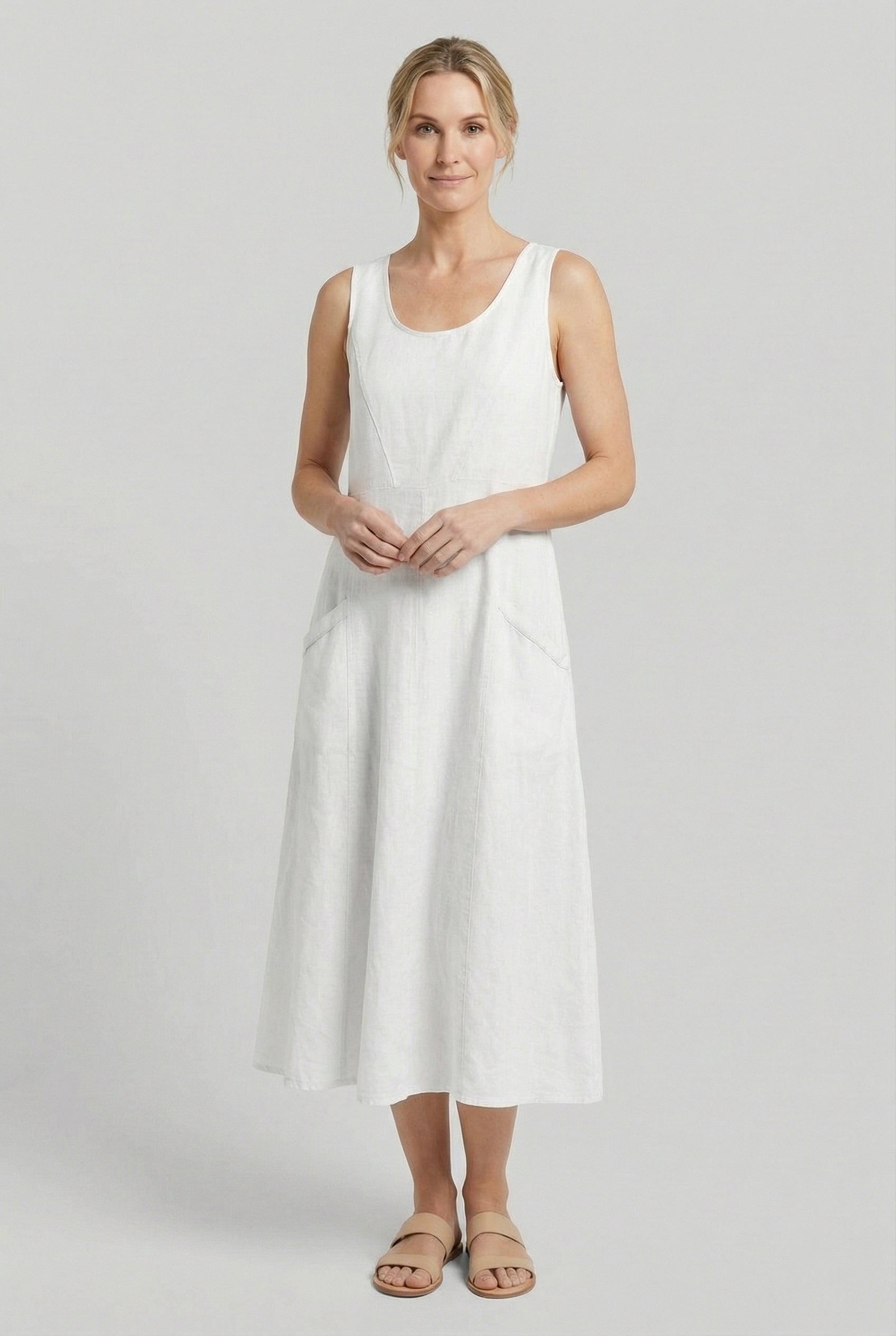 Vestido De Mujer Casual De Algodón Ligero Con Corte Fluido Ideal Para Verano 4
