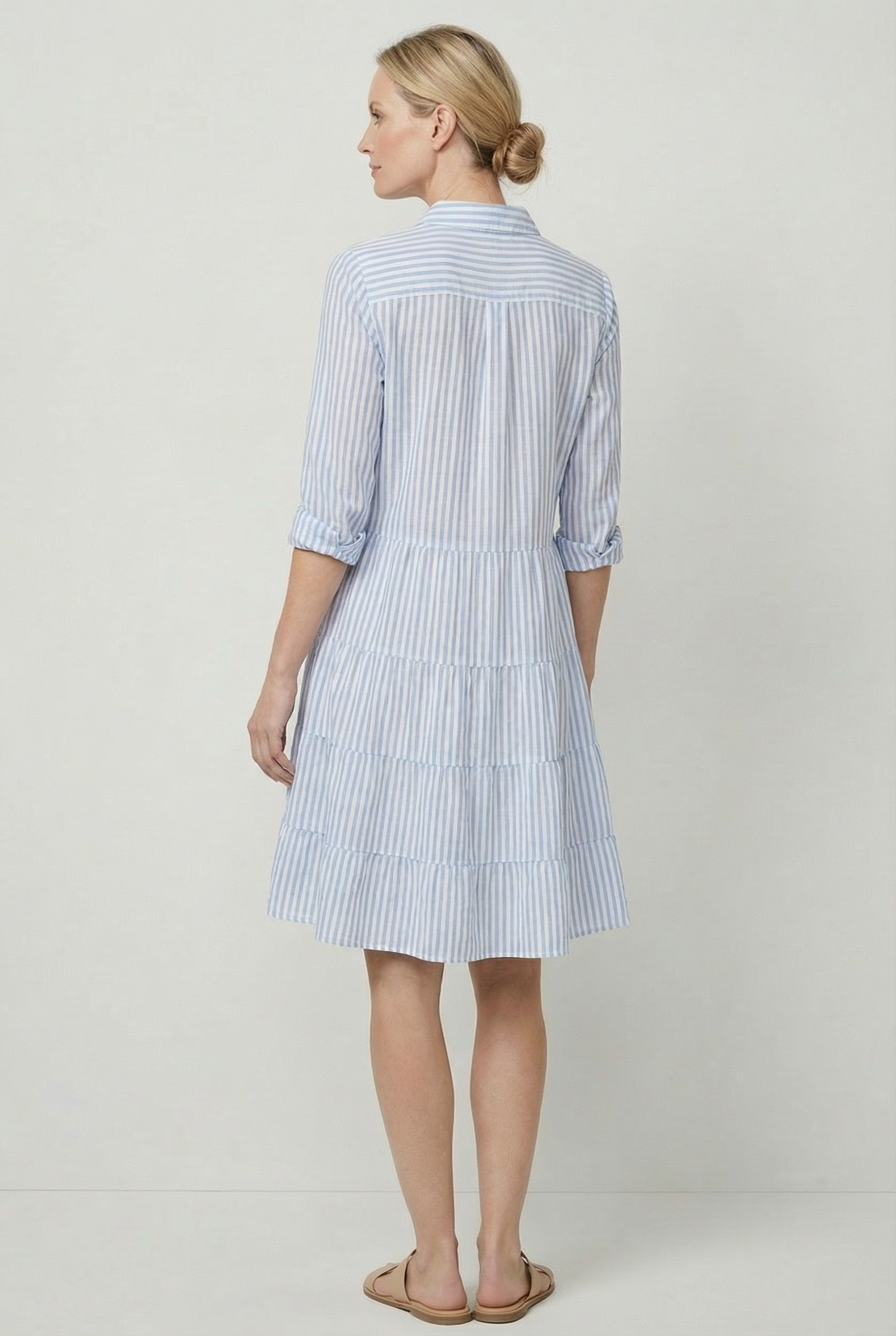Vestido De Mujer Elegante De Poliéster Con Corte A Y Patrón De Rayas 2