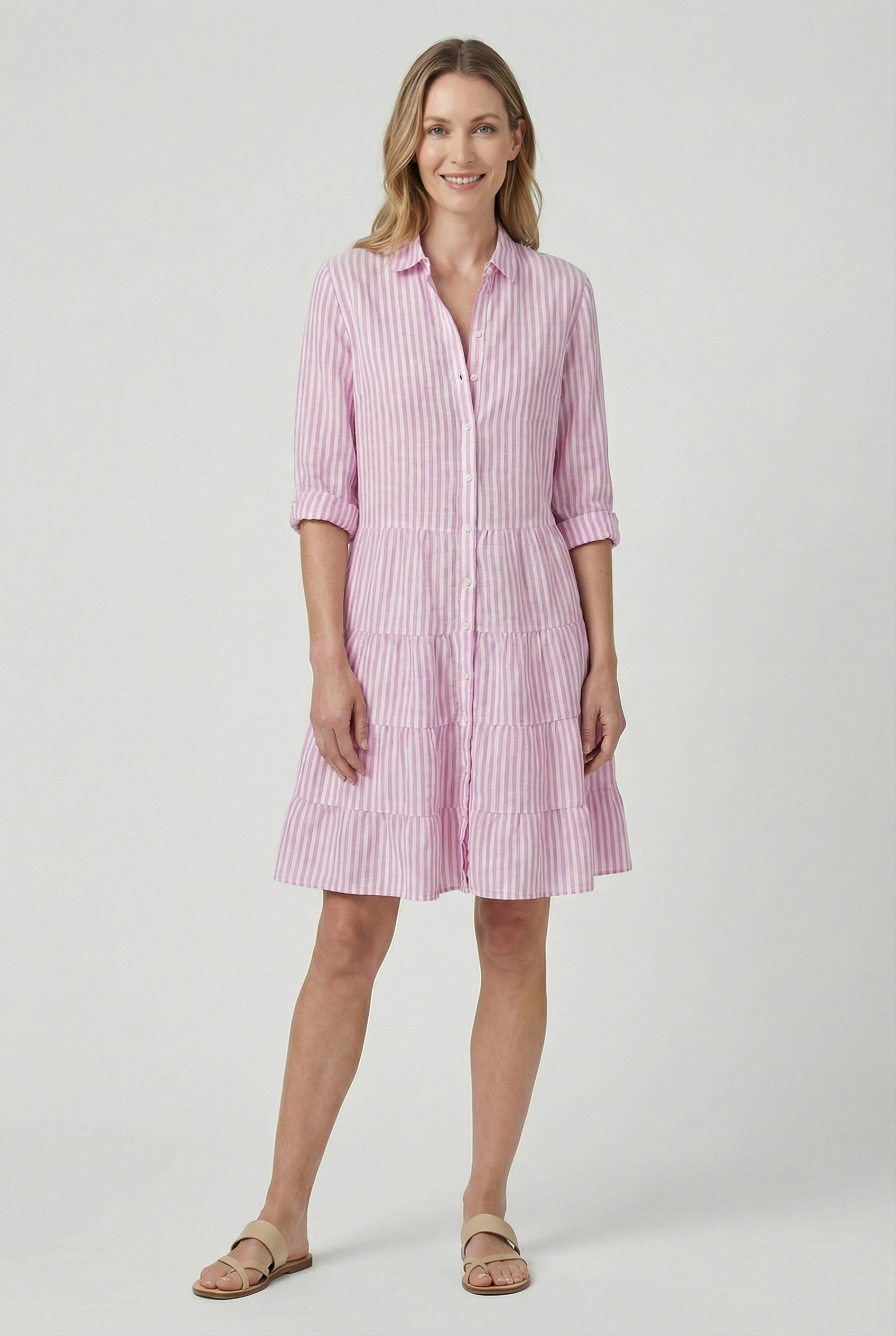Vestido De Mujer Elegante De Poliéster Con Corte A Y Patrón De Rayas 6