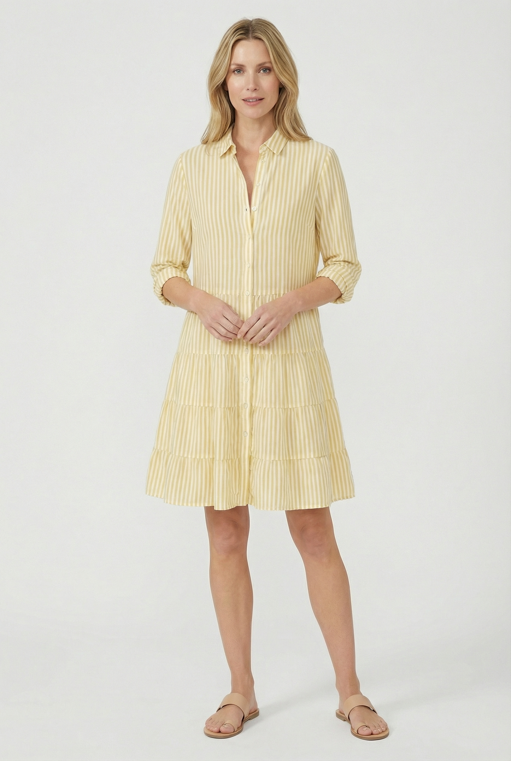 Vestido De Mujer Elegante De Poliéster Con Corte A Y Patrón De Rayas 8