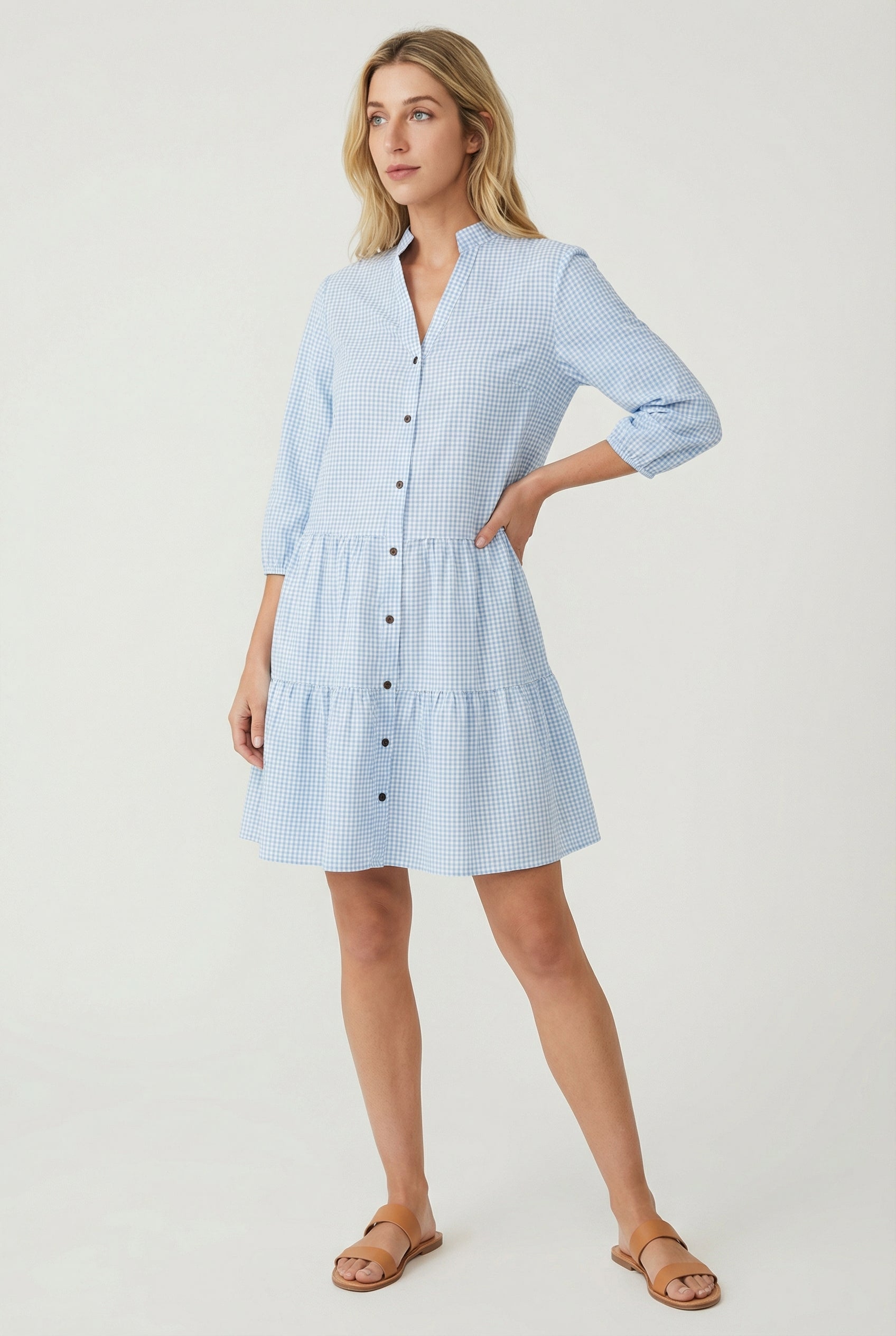 Vestido De Verano Mujer Poliéster Ligero Con Patrón Vichy Ajuste Favorable 1