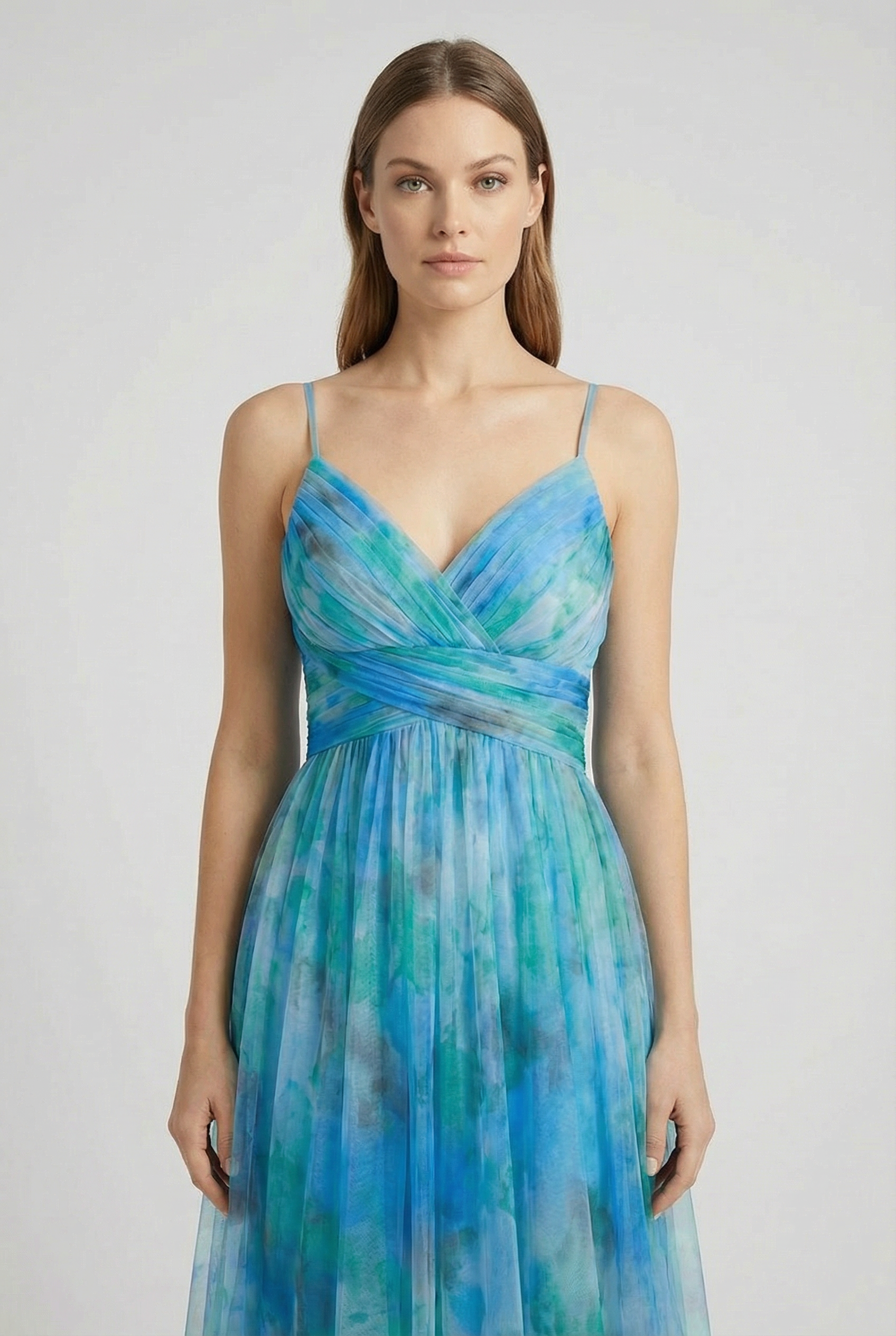 Vestido Largo Mujer Gasa Floral Elegante Con Ajuste Personalizable Para Fiesta 8