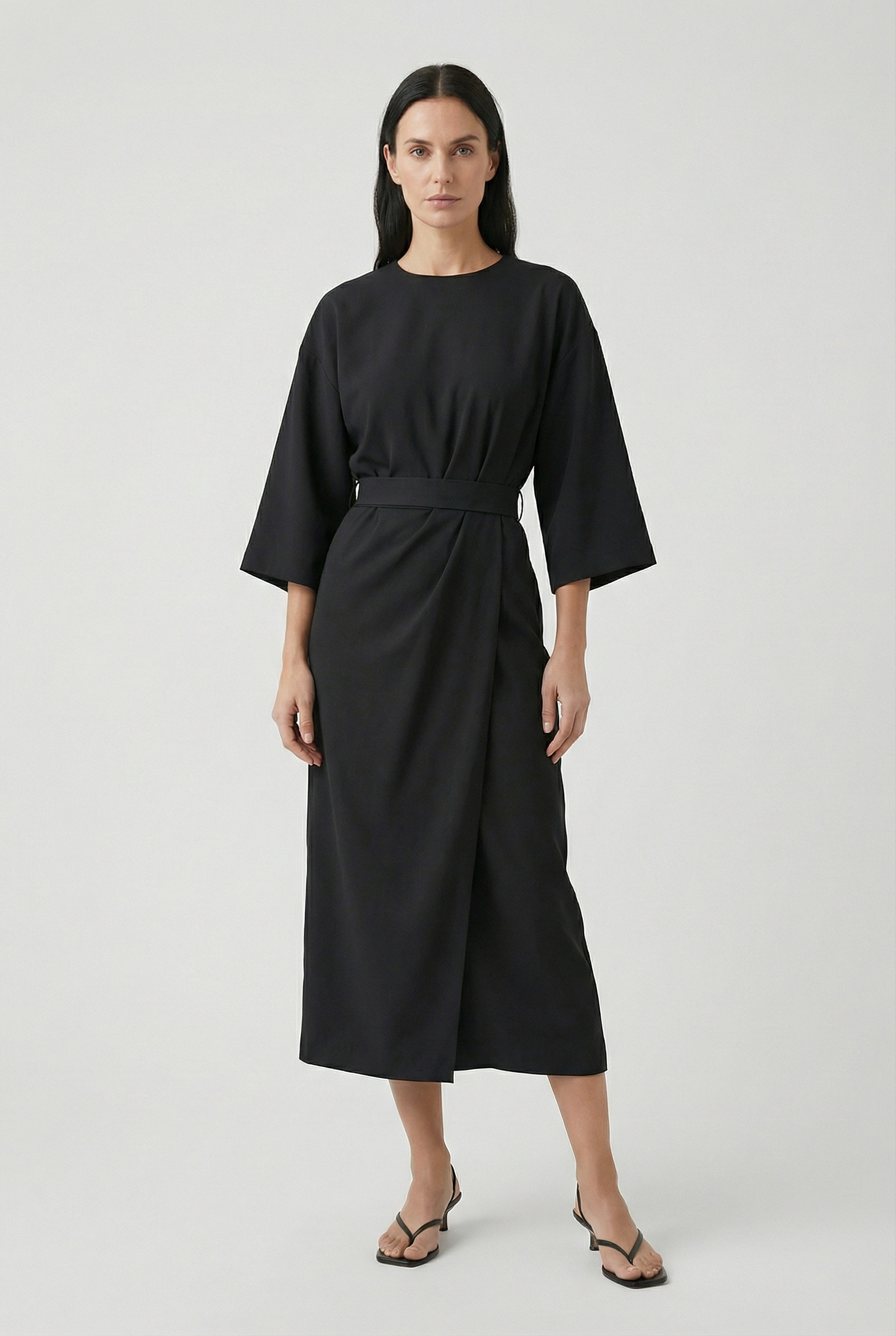 Vestido Largo Mujer Poliester Corte Holgado con Cinturón para Ocasiones Elegantes 0