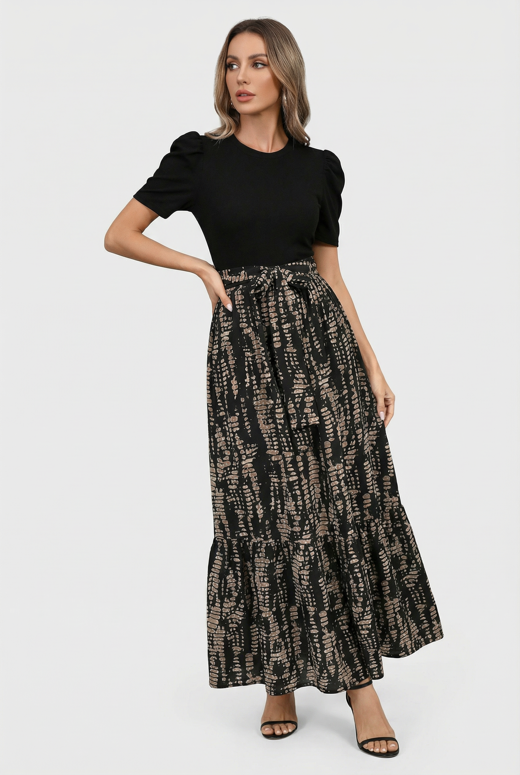 Vestido Largo Mujer Poliéster Estampado Floral Corte A Elegante Para Verano 3