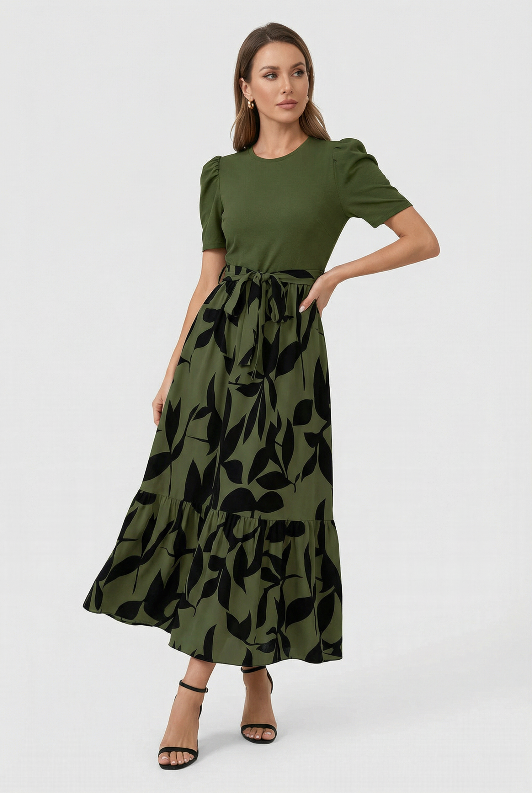Vestido Largo Mujer Poliéster Estampado Floral Corte A Elegante Para Verano 5