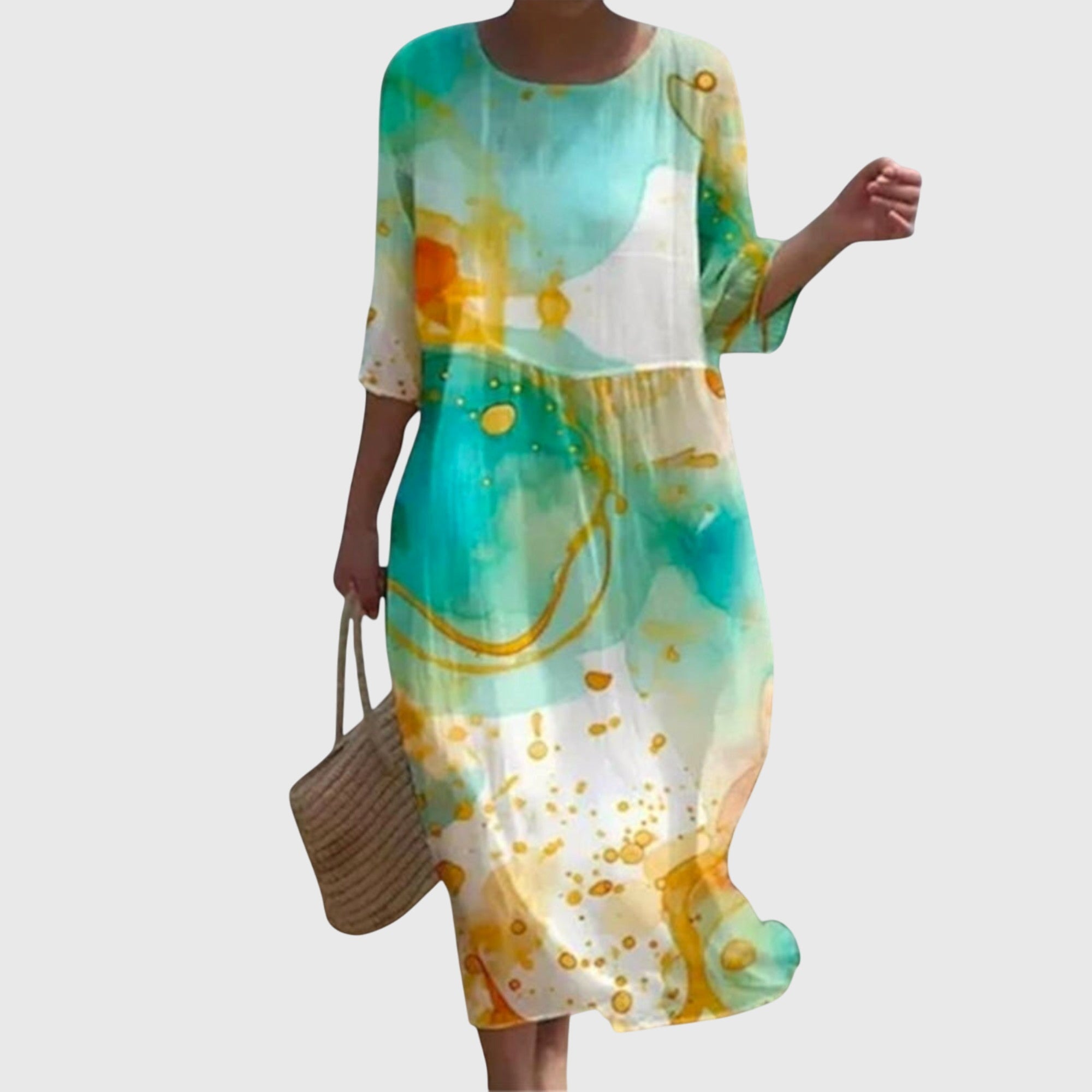 Vestido Largo Mujer Poliéster Floral Elegante Diseño Fluido 1