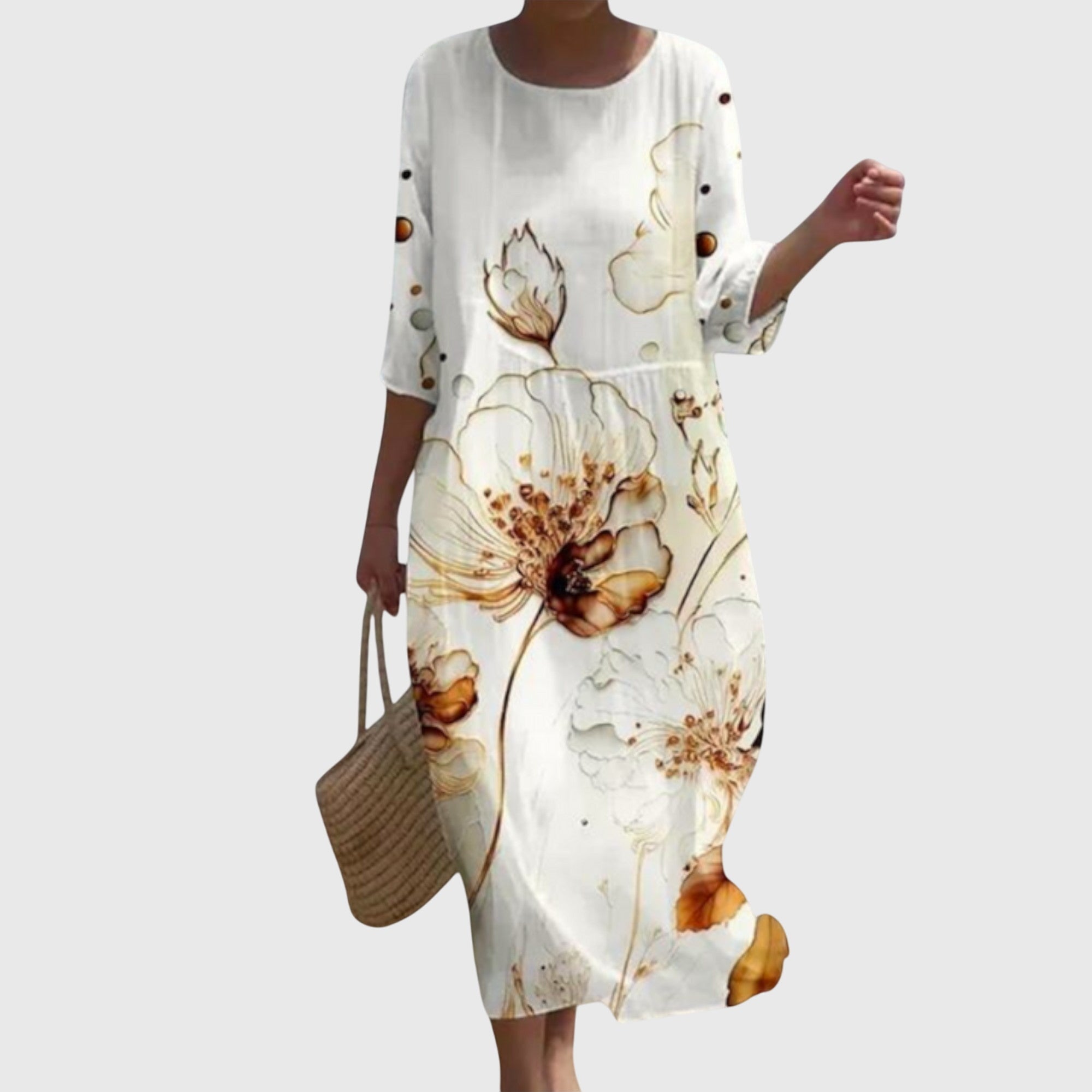 Vestido Largo Mujer Poliéster Floral Elegante Diseño Fluido 4