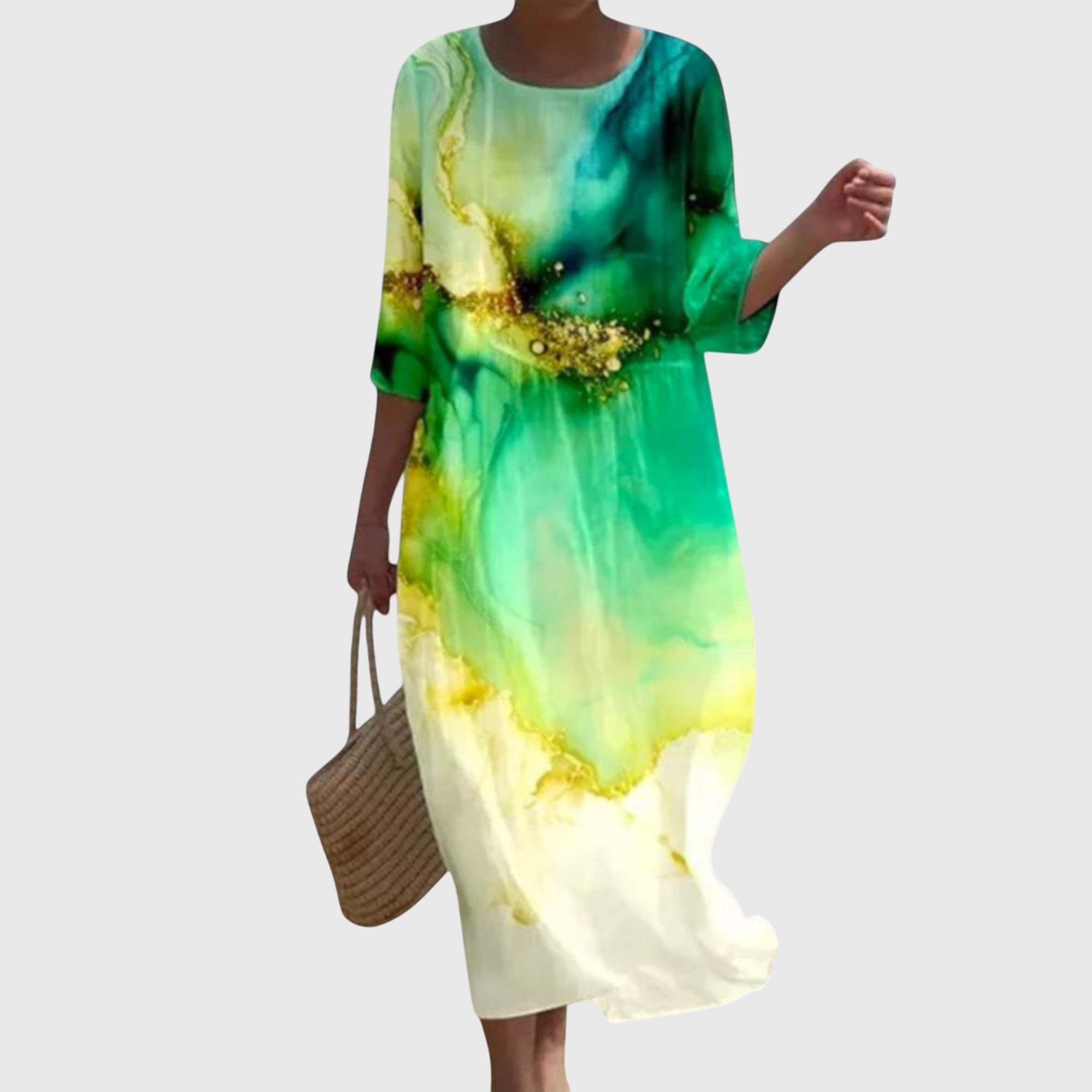 Vestido Largo Mujer Poliéster Floral Elegante Diseño Fluido 5