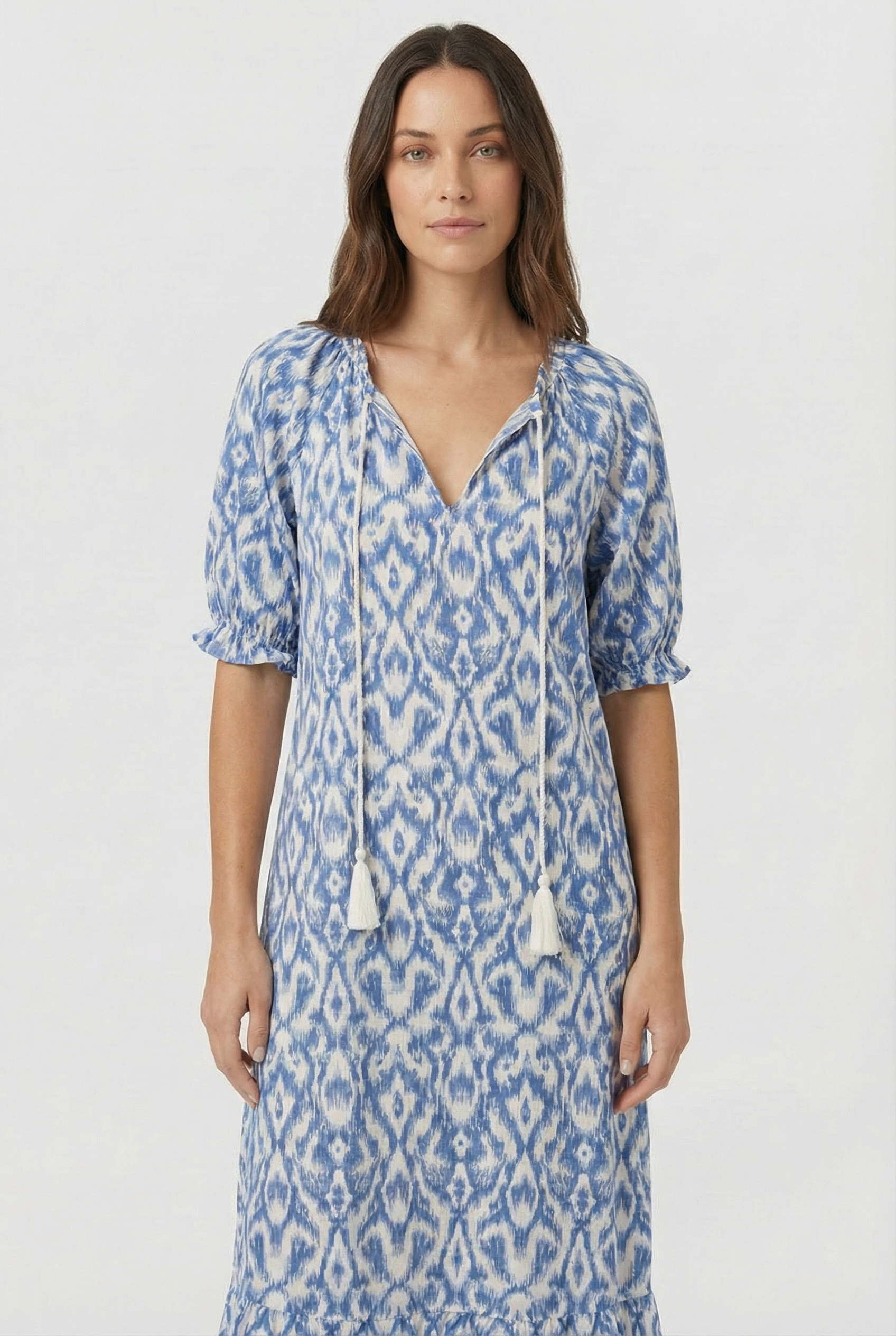 Vestido Largo Mujer Poliéster Floral Escote en V para Verano 6