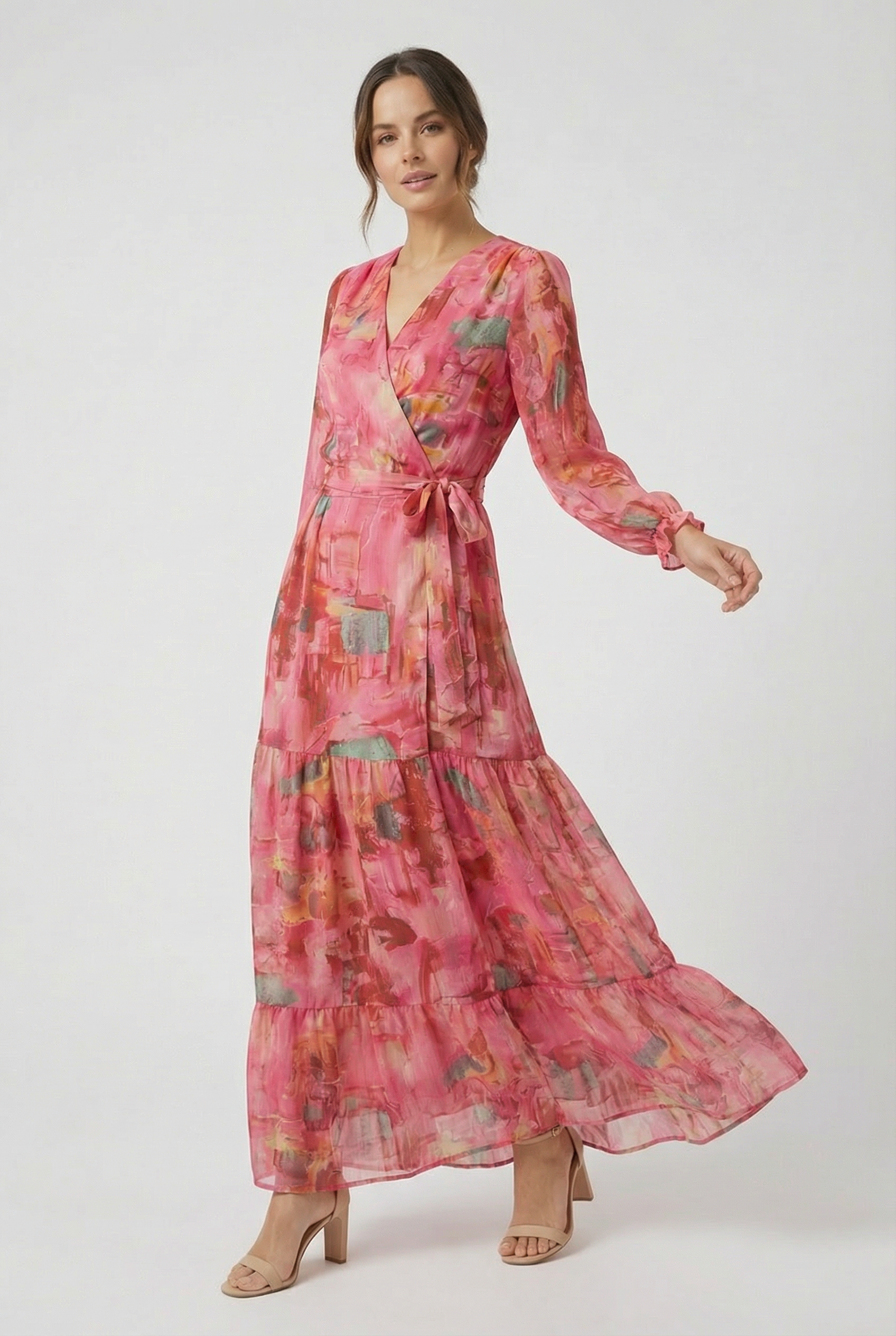 Vestido Largo Mujer Poliéster Ligero Diseño Cruzado Escalonado Verano Elegante 1