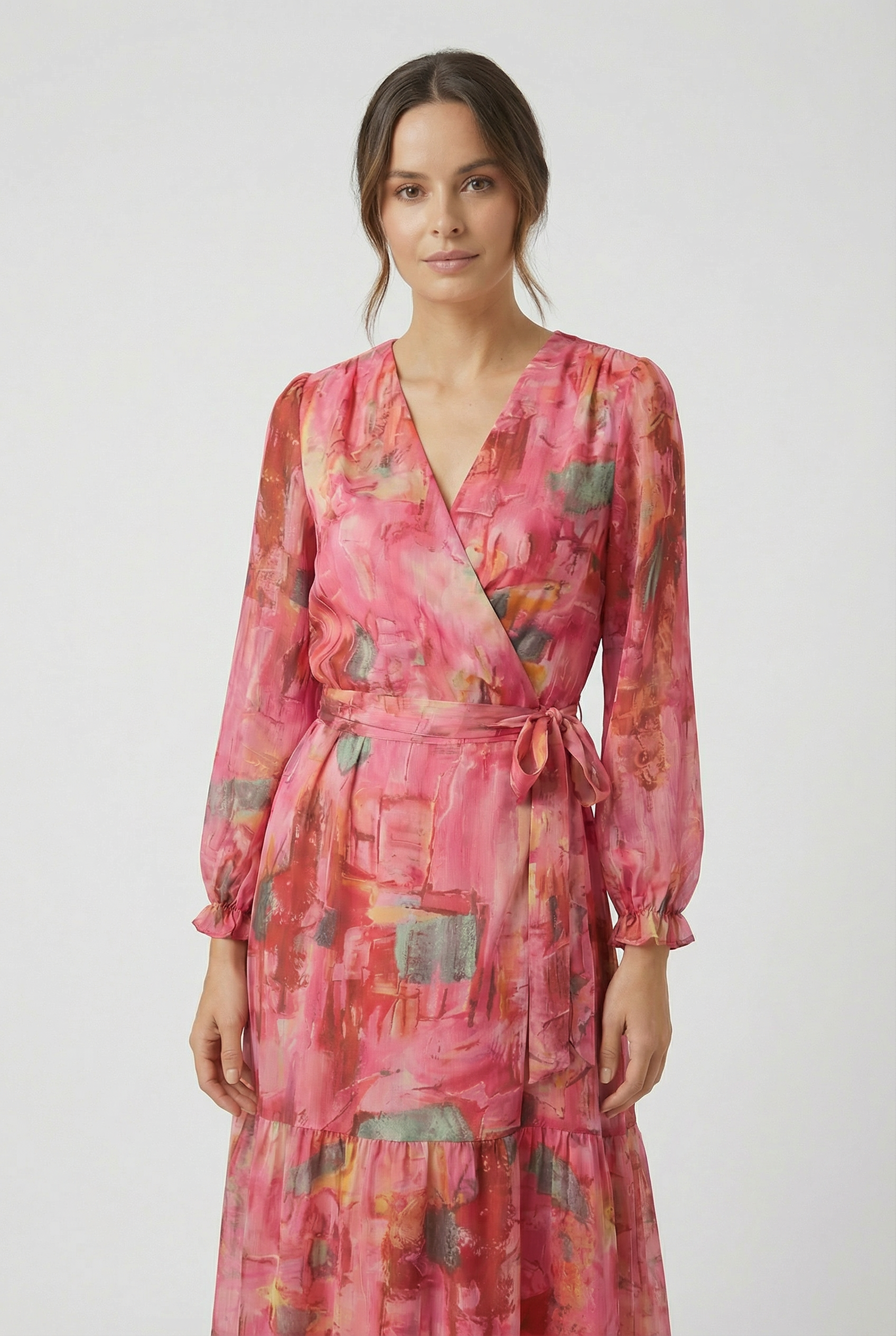 Vestido Largo Mujer Poliéster Ligero Diseño Cruzado Escalonado Verano Elegante 2