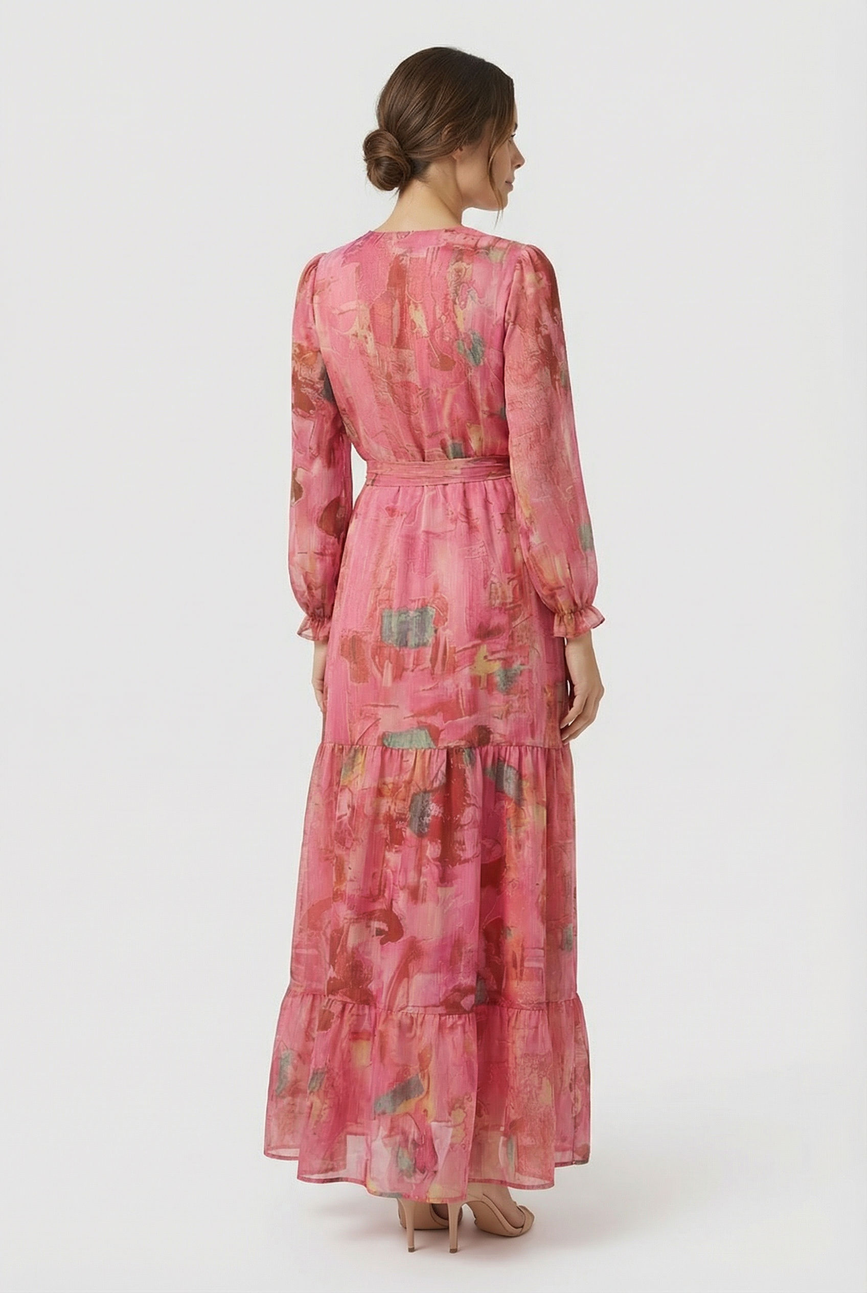 Vestido Largo Mujer Poliéster Ligero Diseño Cruzado Escalonado Verano Elegante 3