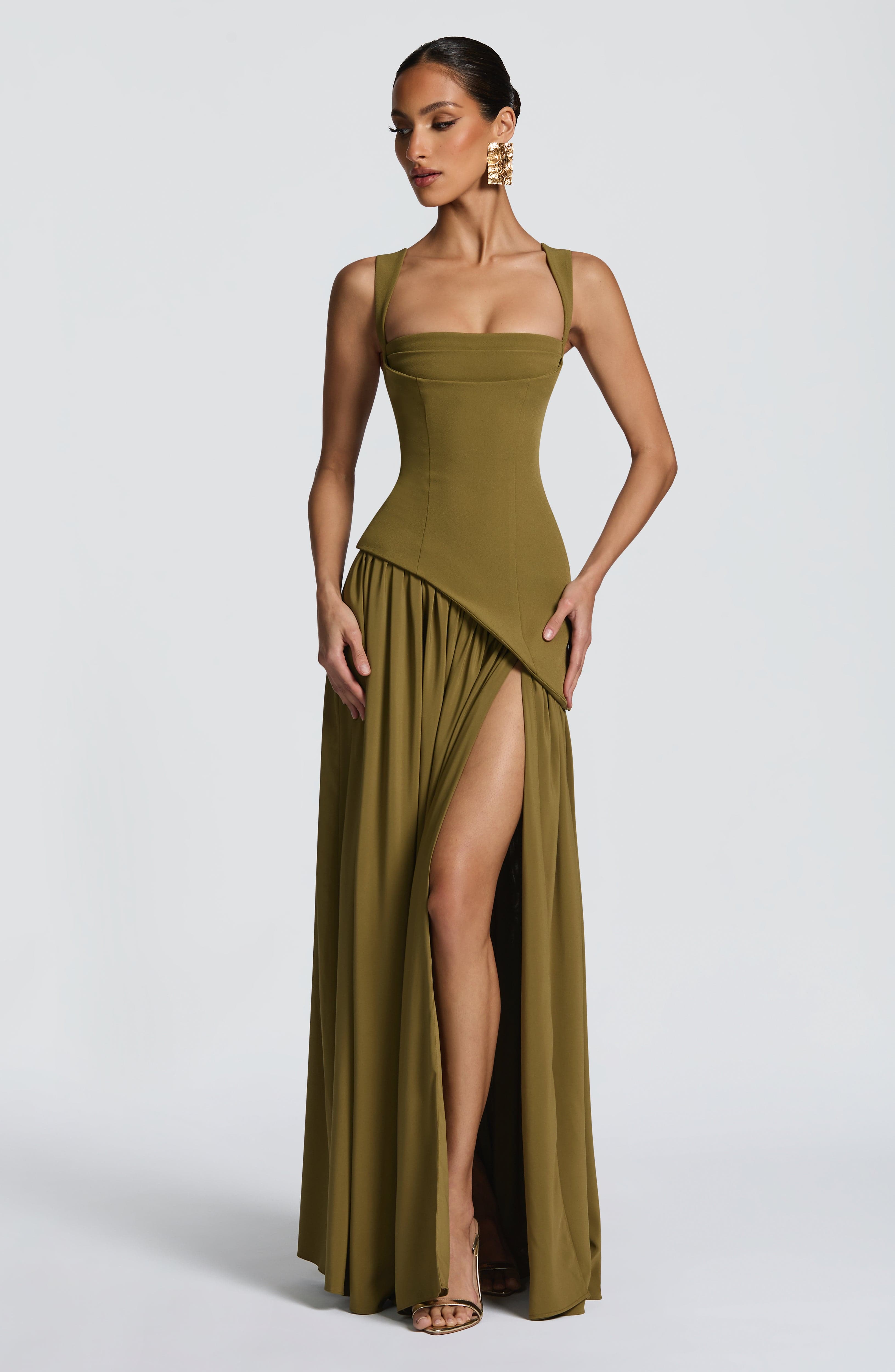 Vestido Largo Mujer Satén Elegante con Ajuste que Define la Figura para Ocasiones Formales 3