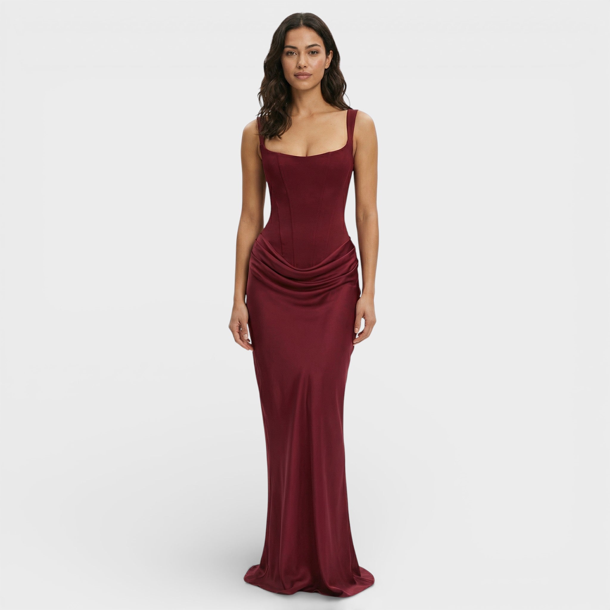 Vestido Largo Mujer Tejido Acanalado Elegante Con Espalda Descubierta 0
