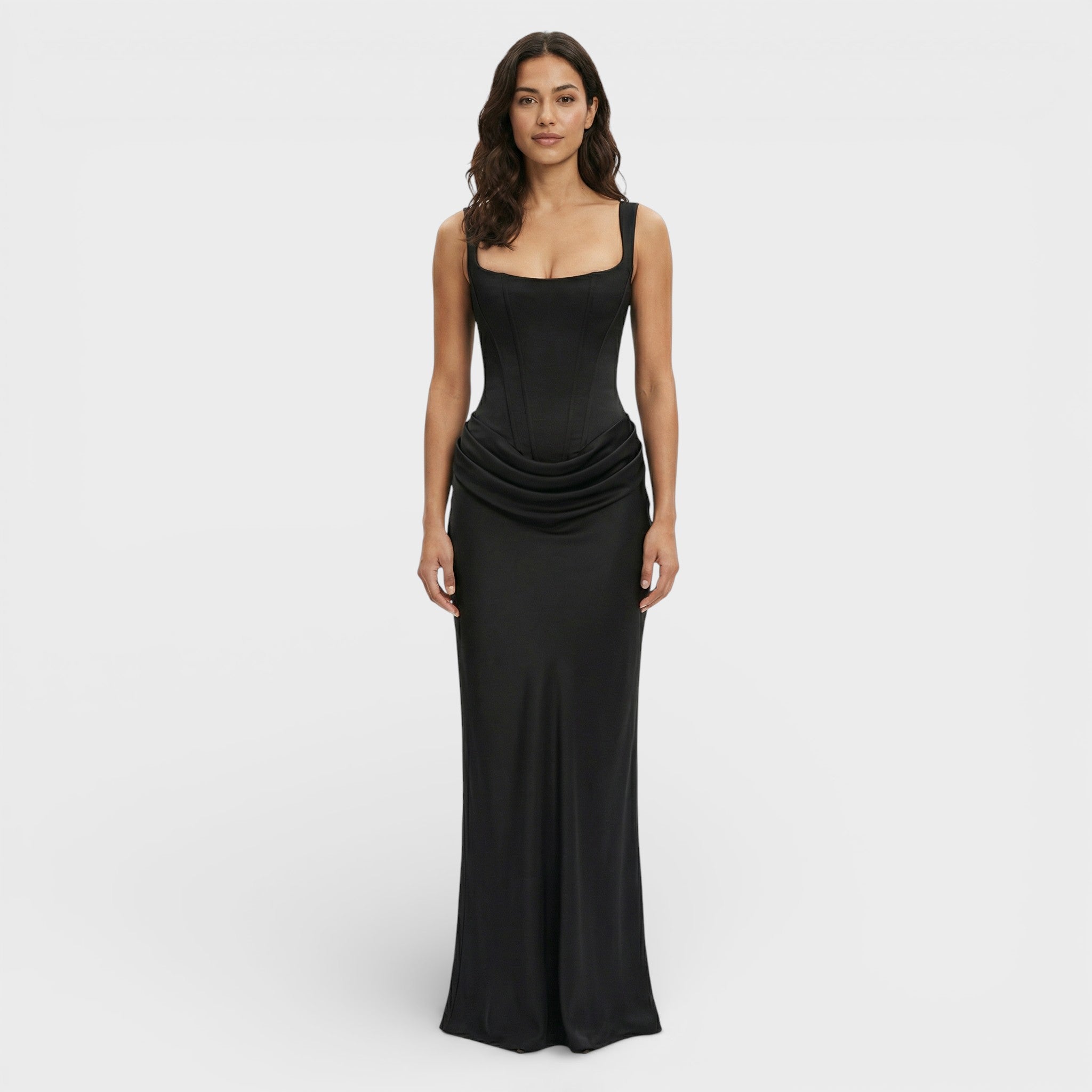Vestido Largo Mujer Tejido Acanalado Elegante Con Espalda Descubierta 4